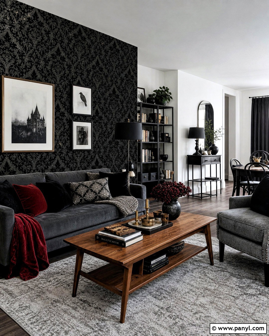 Peel And Stick Gothic Damask Wallpaper Apartment - 20 gothic damask pattern wallpaper ideas