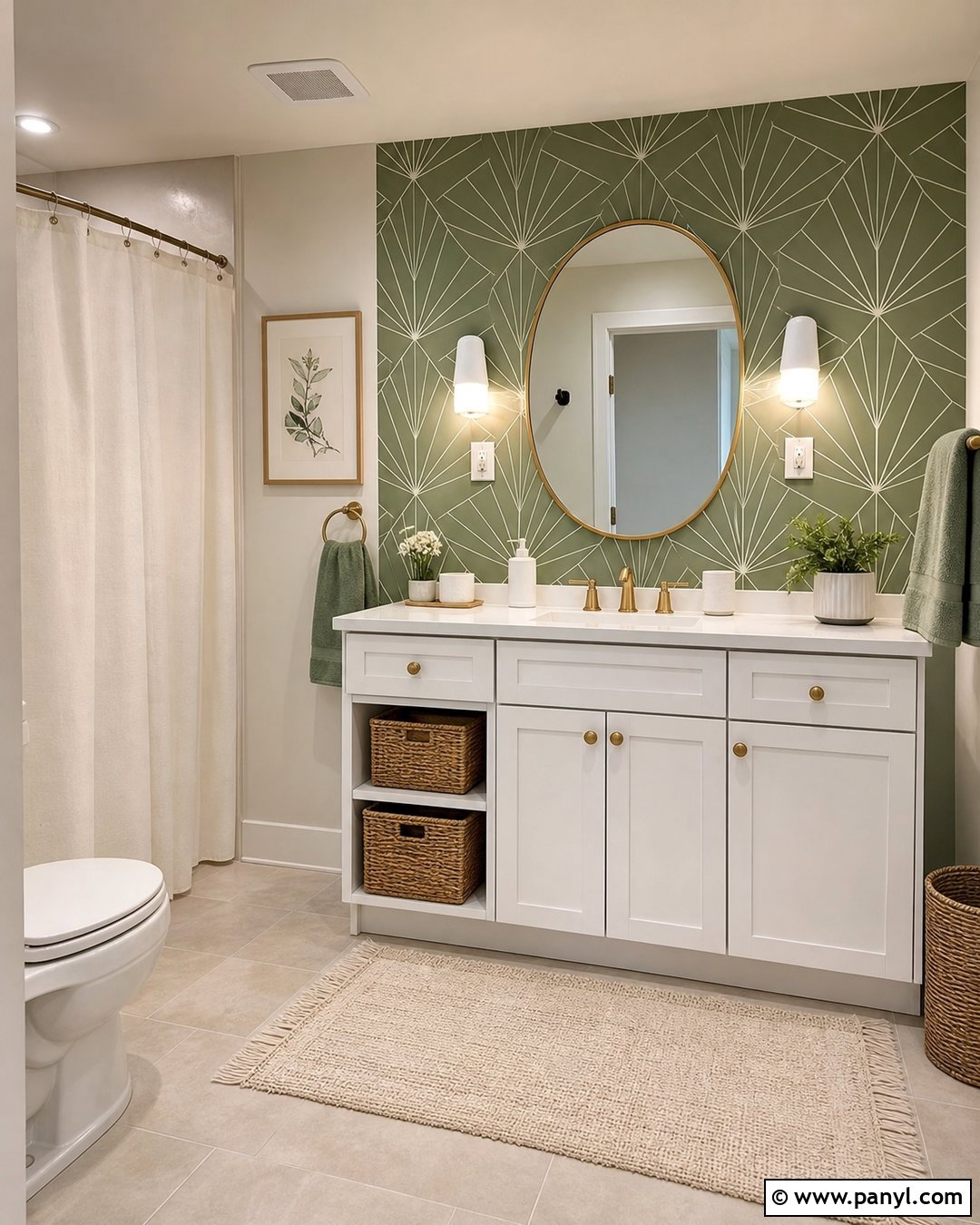 Peel And Stick Green Bathroom Accent Wall - 35 Green Accent Wall Bathroom Ideas