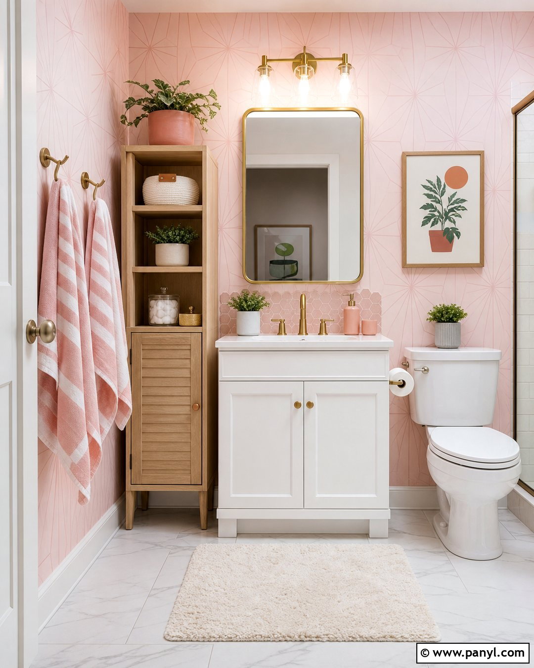 Peel-And-Stick Pink Bathroom Walls - 30 pink bathroom walls