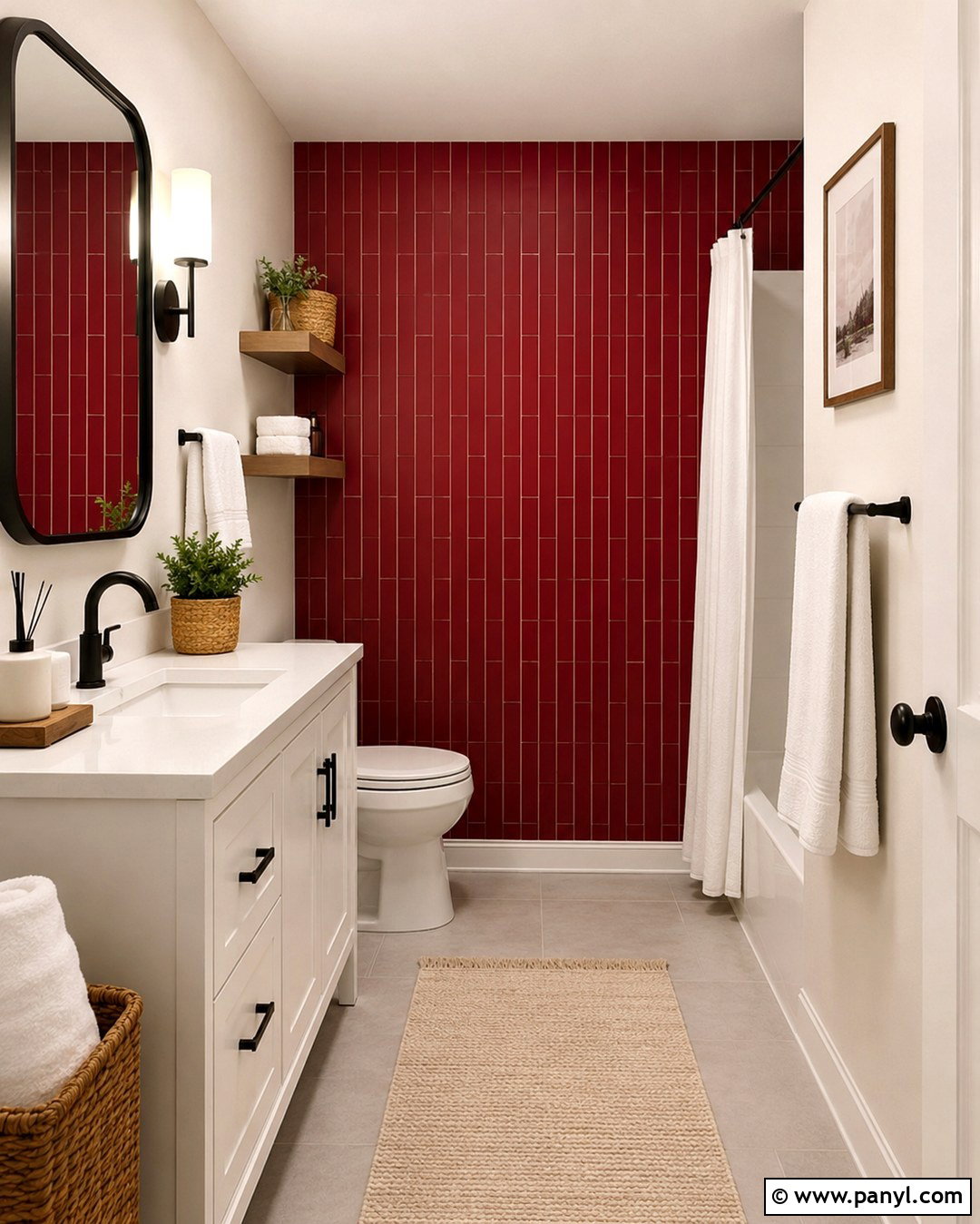 20 Red Accent Wall Bathroom Ideas for a Bold, Polished Look