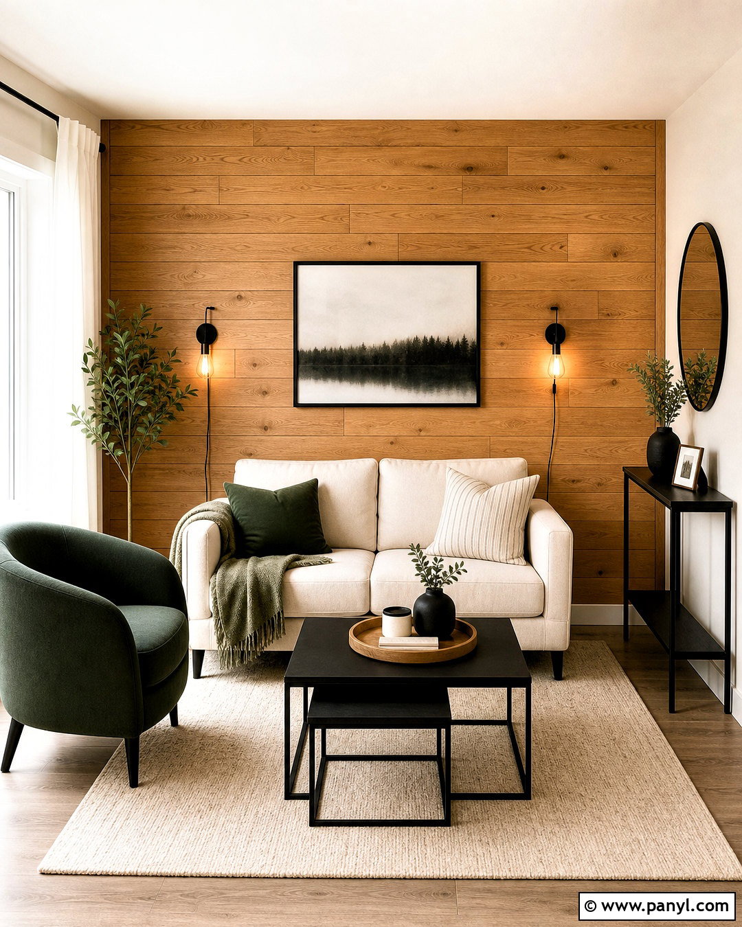 Peel-And-Stick Wood Accent Wall - 20 wood accent wall living room ideas
