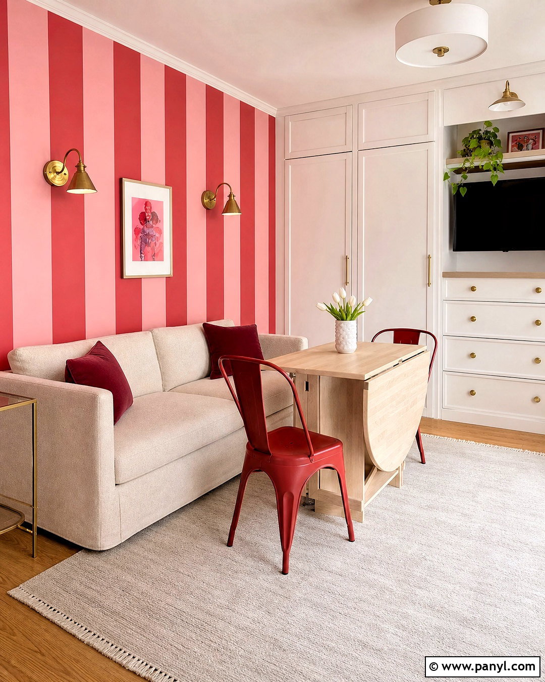Peel-and-Stick Pink and Red Striped Wallpaper Studio - 20 pink and red stripes wallpaper ideas