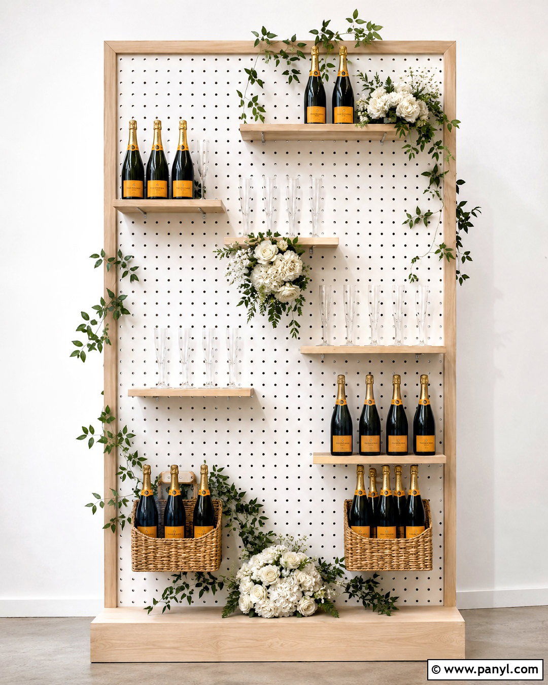 Pegboard Champagne Wall - 20 diy champagne wall ideas
