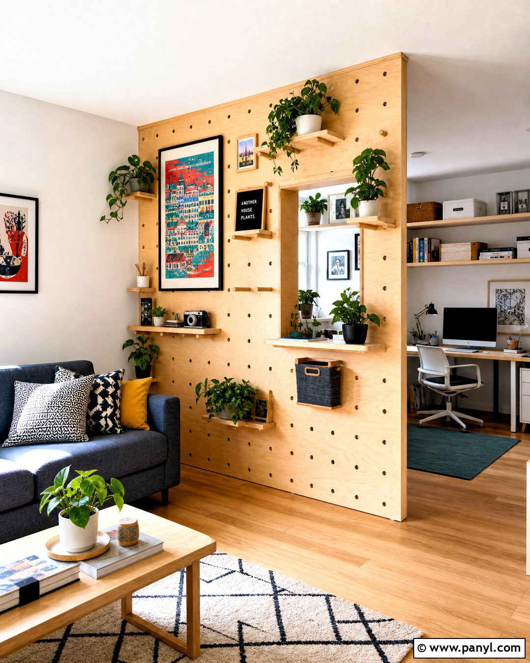 Pegboard Living Room Partition - 20 living room partition ideas