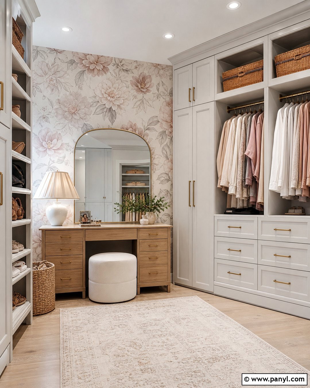 Peige Floral Wallpaper Dressing Room - 30 neutral colors wallpaper ideas