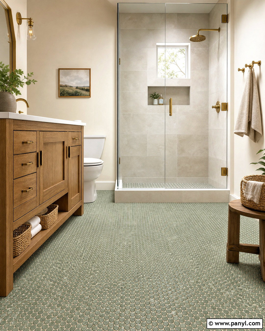 Penny Round Mosaic Floor Tile - 20 latest tiles design for floor ideas