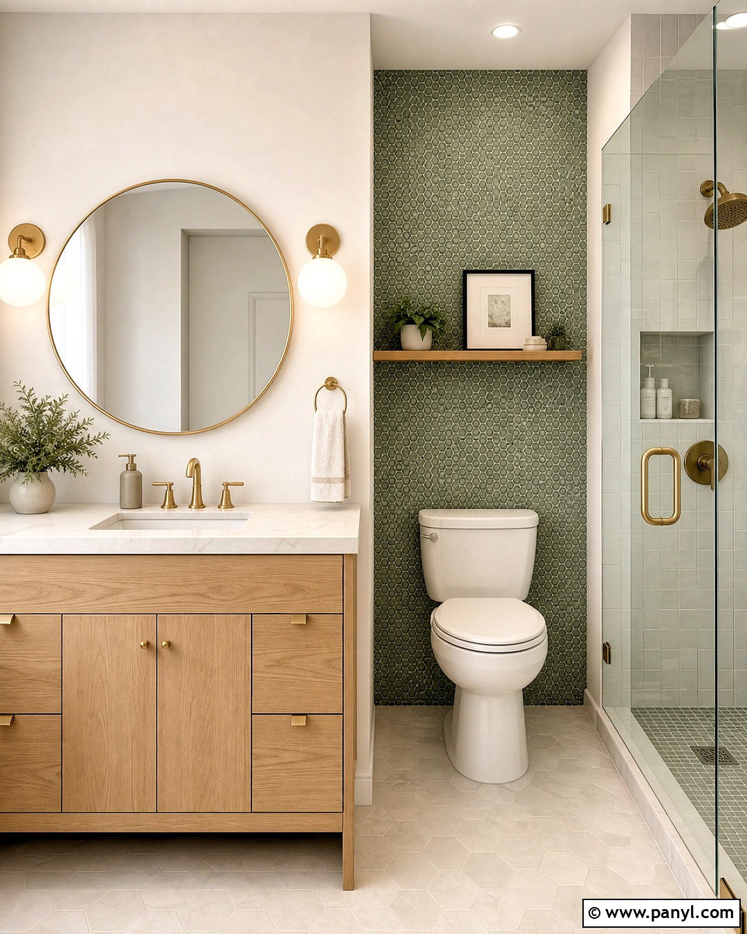 Penny Tile Behind Toilet Accent Wall - 20 behind toilet accent wall ideas