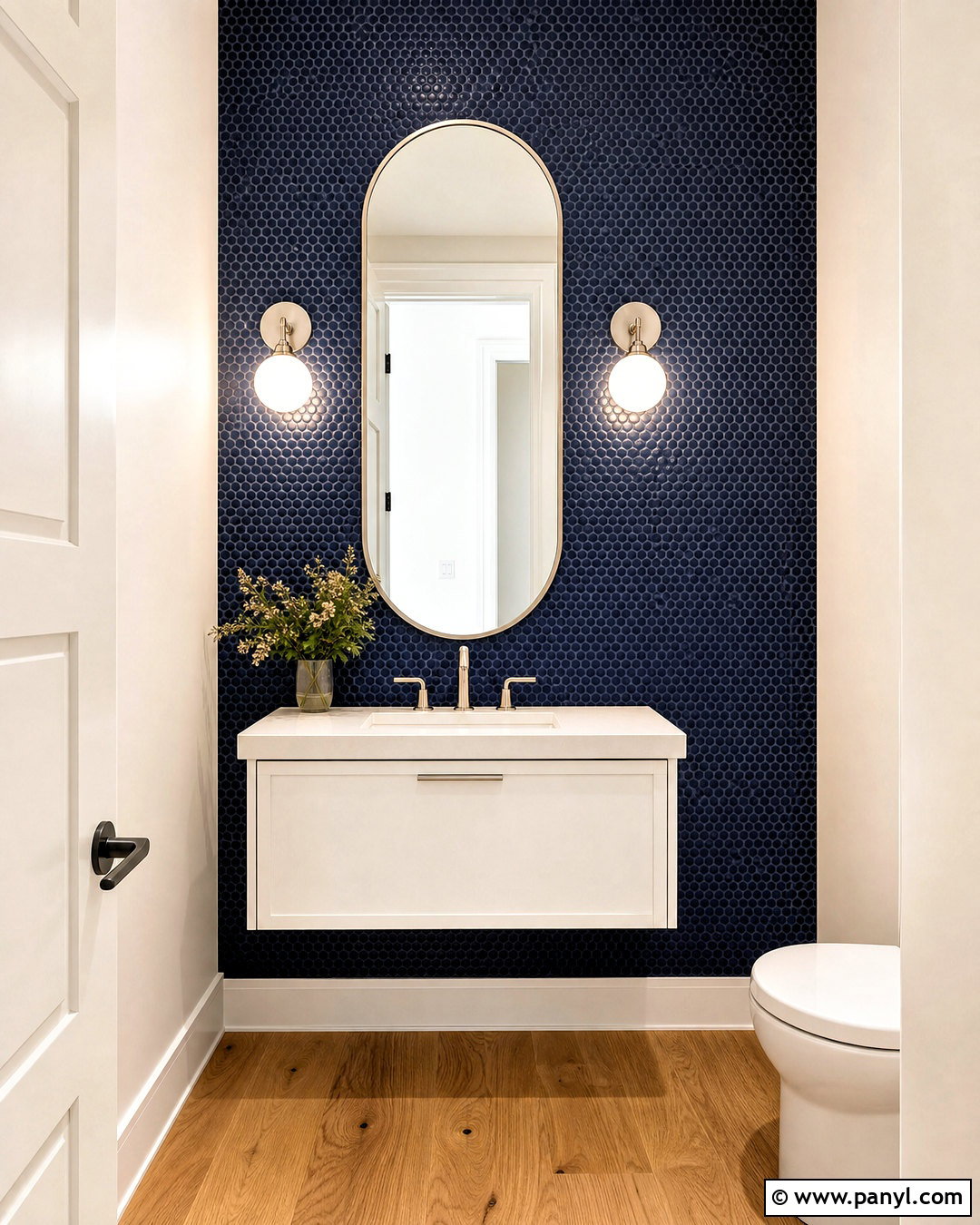 Penny Tile Half Bath Accent Wall - 20 half bath accent wall ideas
