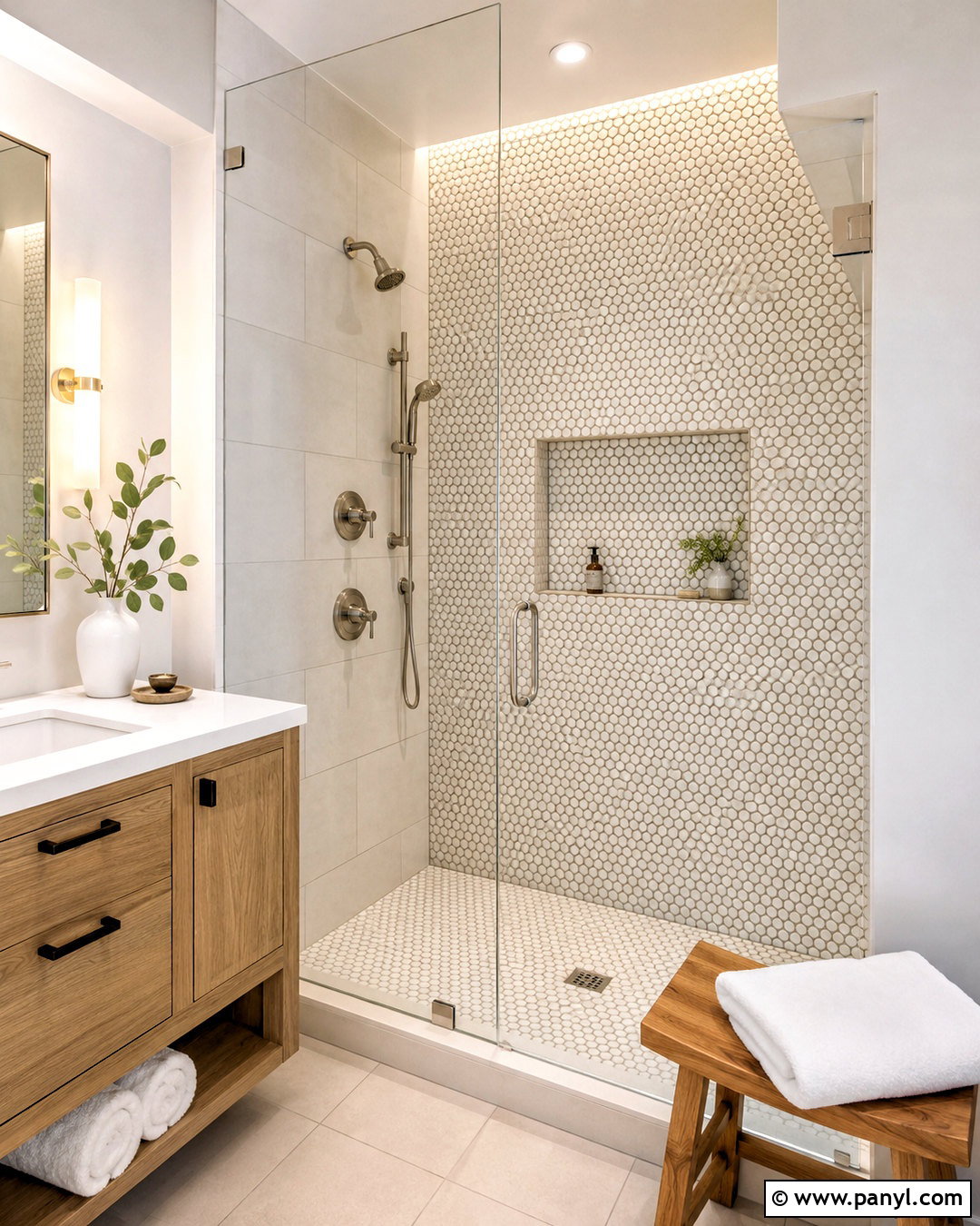 Penny Tile With Warm Gray Grout - 20 Warm Gray Grout Color Ideas
