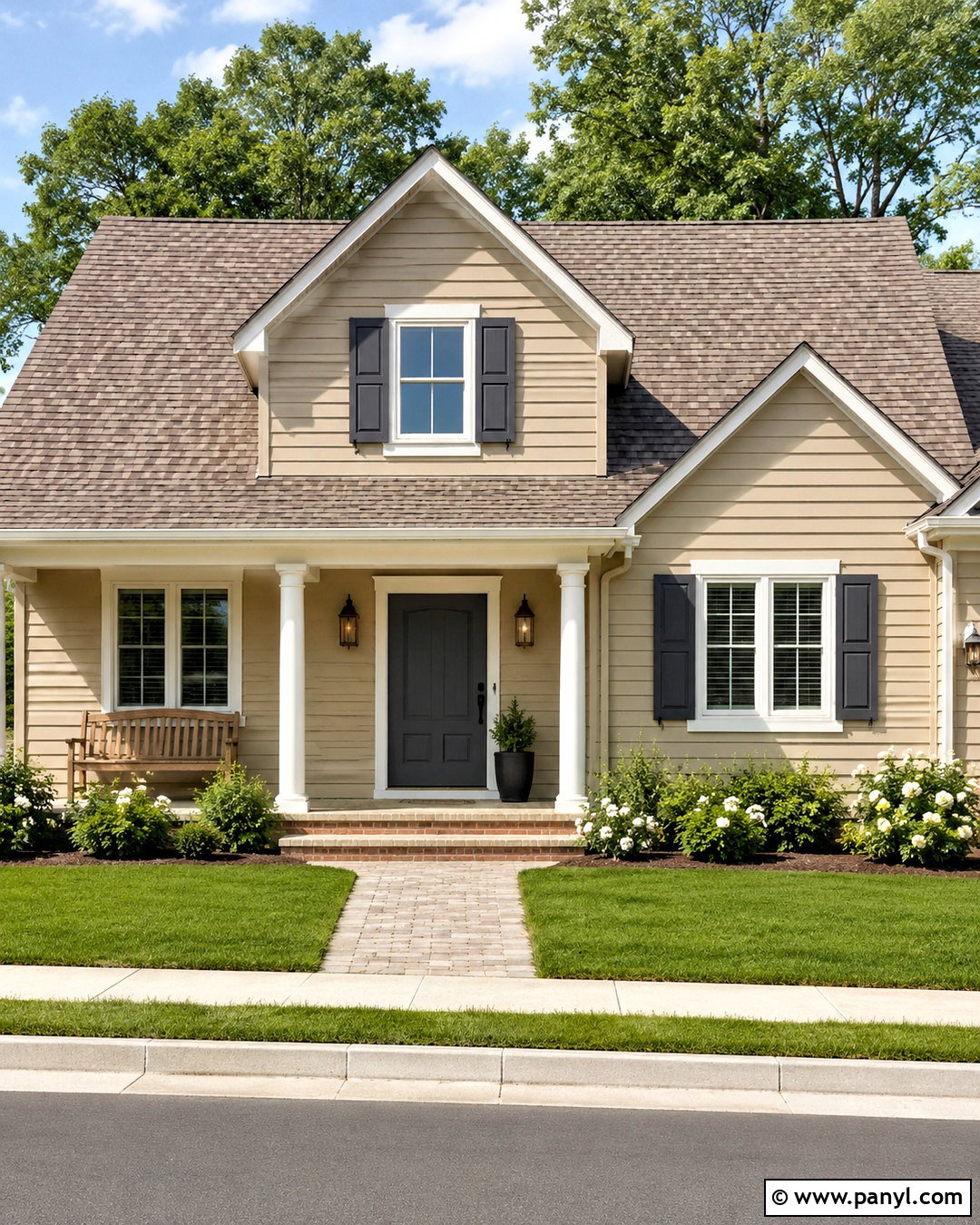 Peppercorn Shutters With Beige Siding - 20 iron ore vs peppercorn ideas