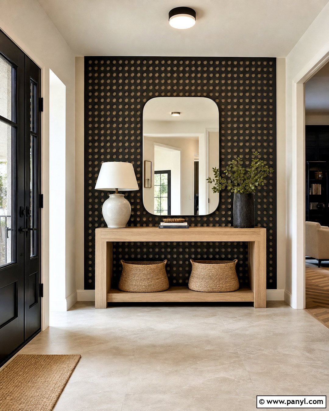 Perforated Metal Accent Wall Entryway - 20 metal accent wall ideas