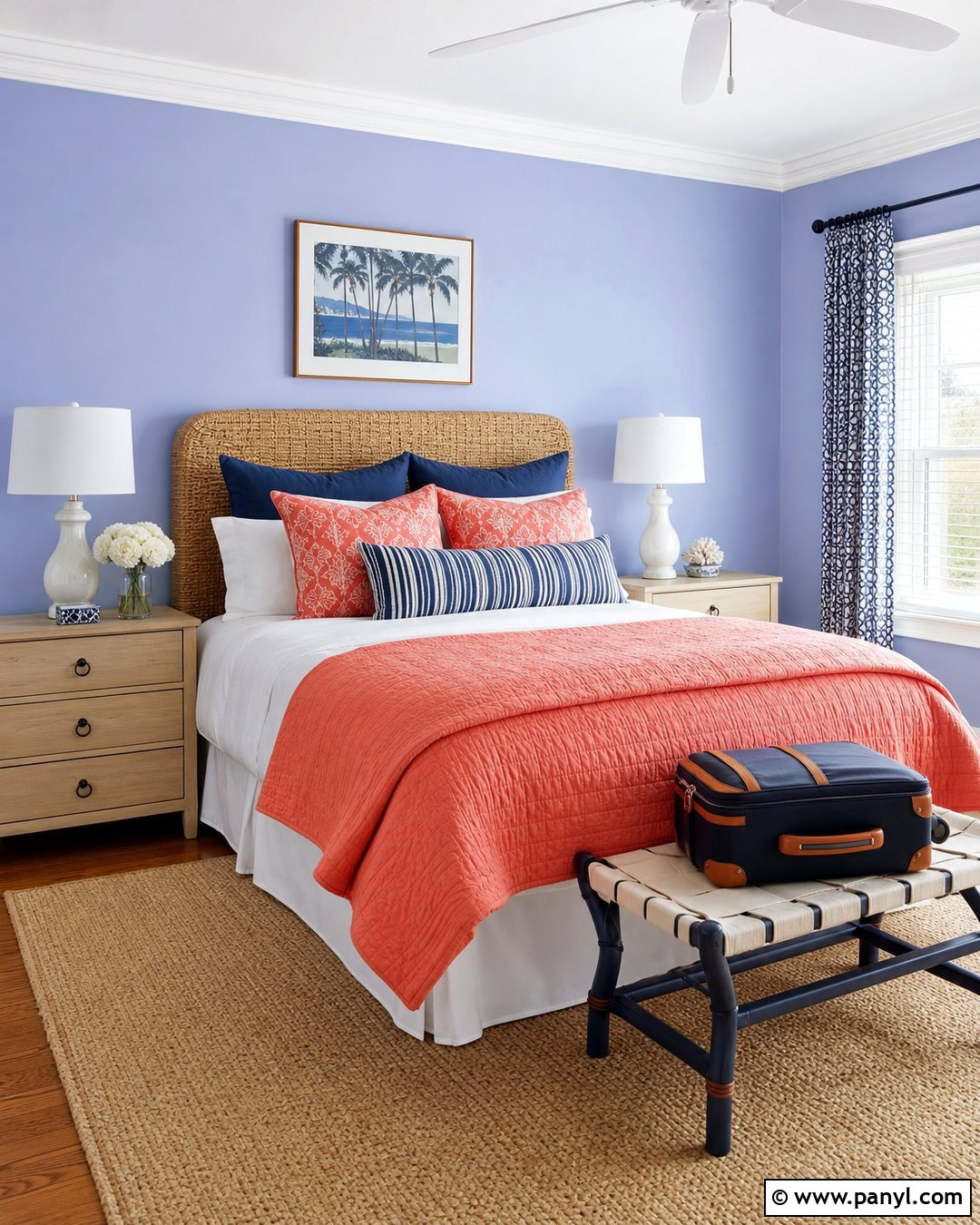 Periwinkle And Coral Guest Room - 25 Periwinkle Wall Color Ideas