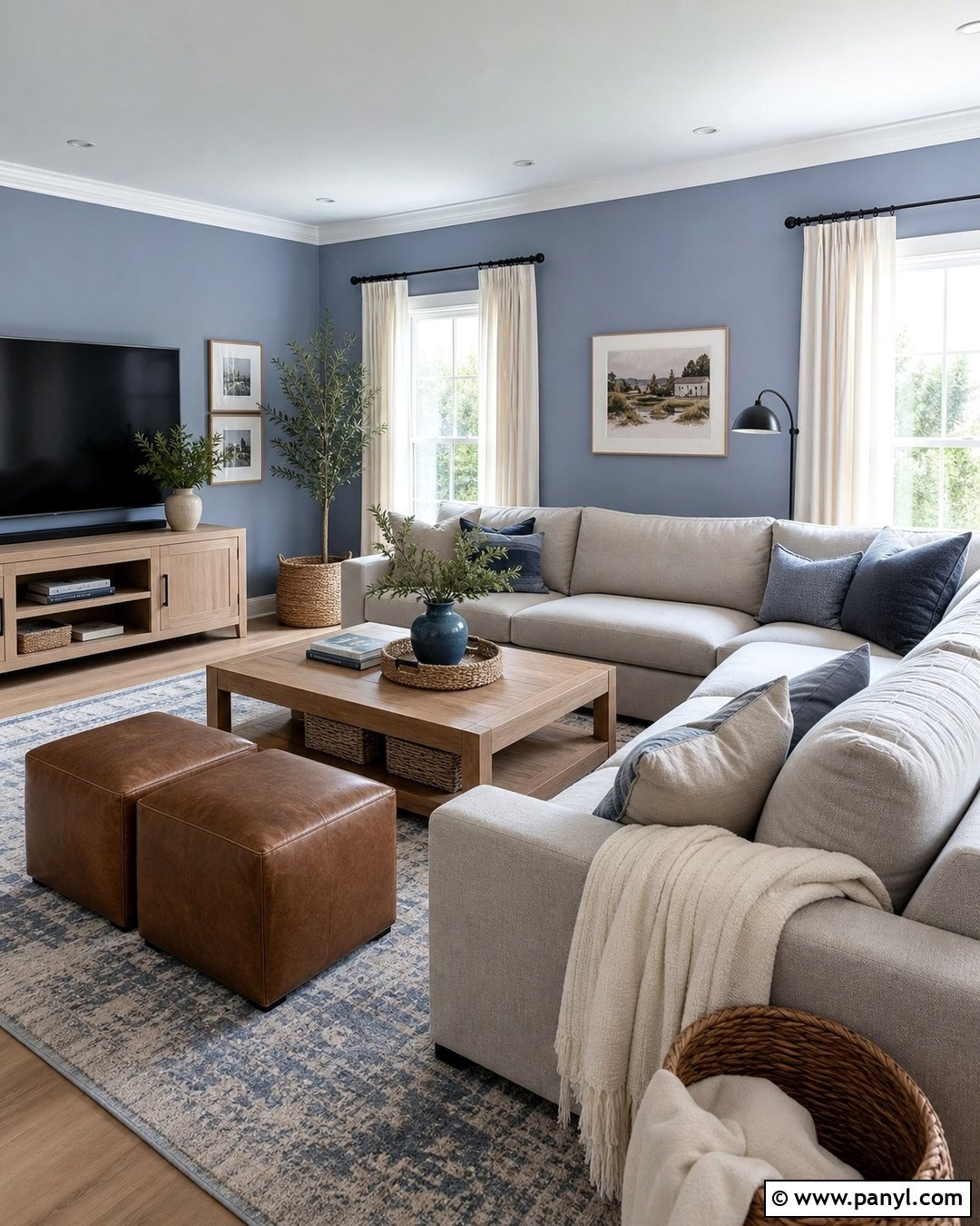 Periwinkle And Greige Family Room - 25 Periwinkle Wall Color Ideas
