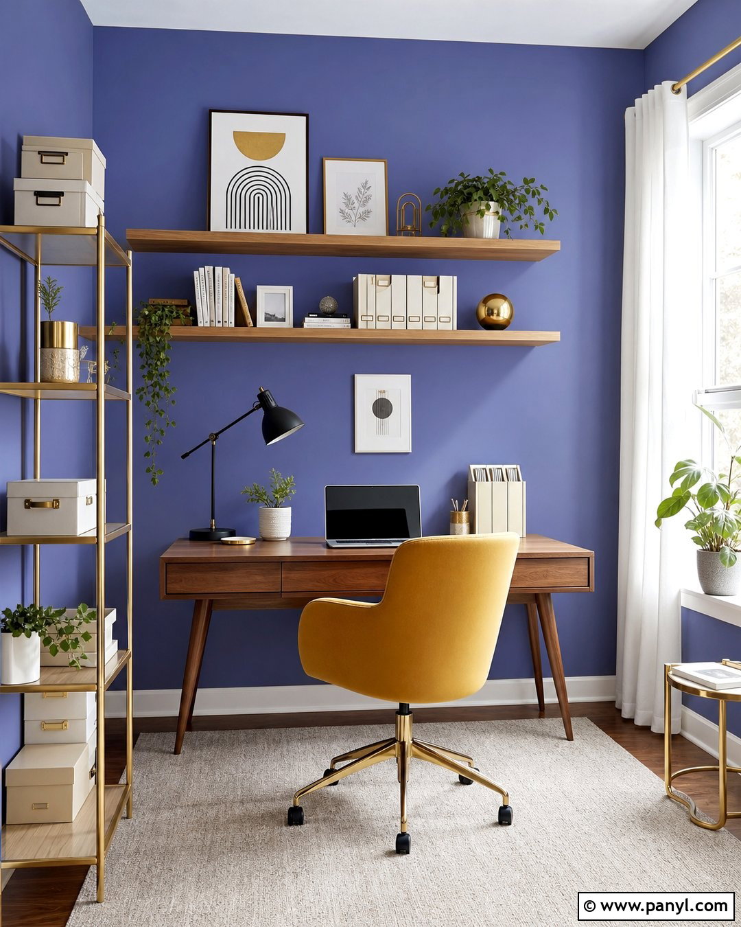 Periwinkle And Mustard Home Office - 25 Periwinkle Wall Color Ideas