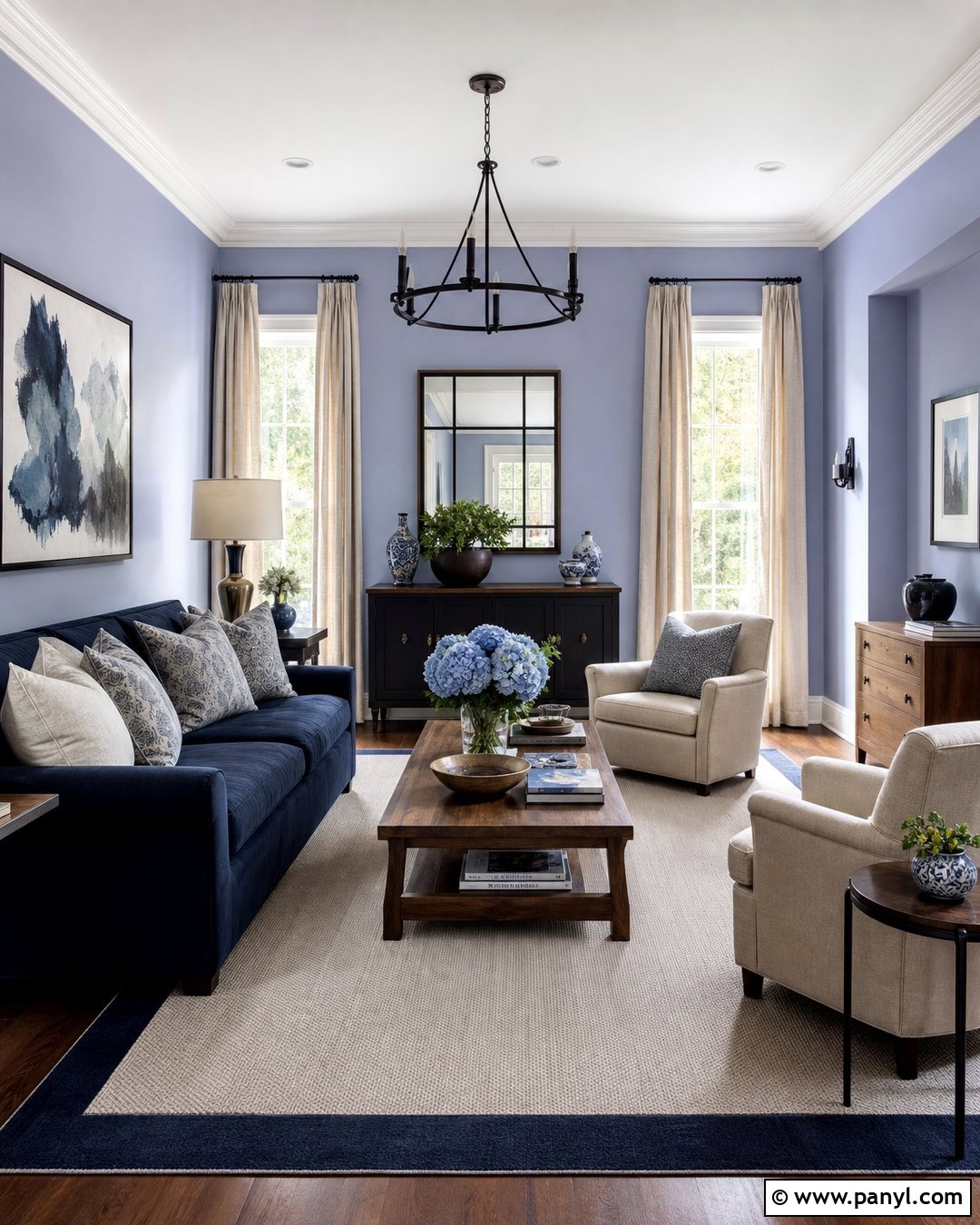 Periwinkle And Navy Living Room - 25 Periwinkle Wall Color Ideas