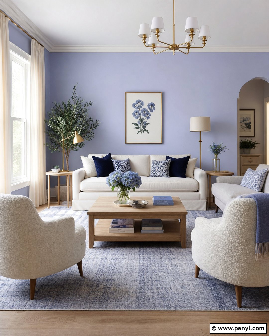 Periwinkle And Warm White Living Room - 25 Periwinkle Wall Color Ideas
