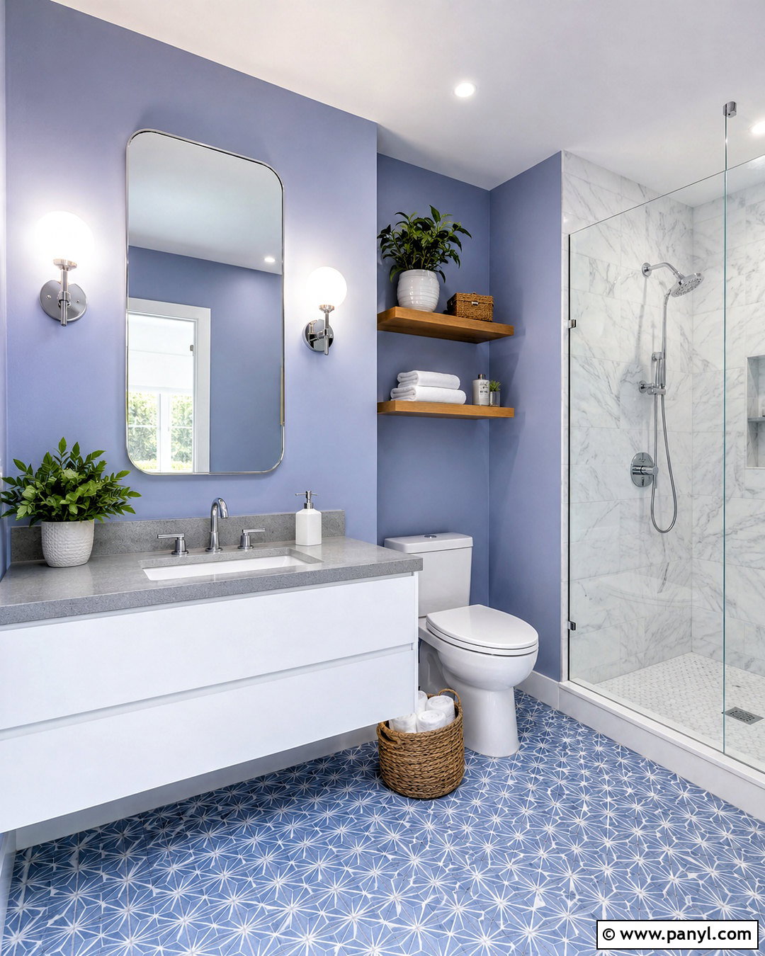 Periwinkle Bathroom With Marble Tile - 20 periwinkle room ideas
