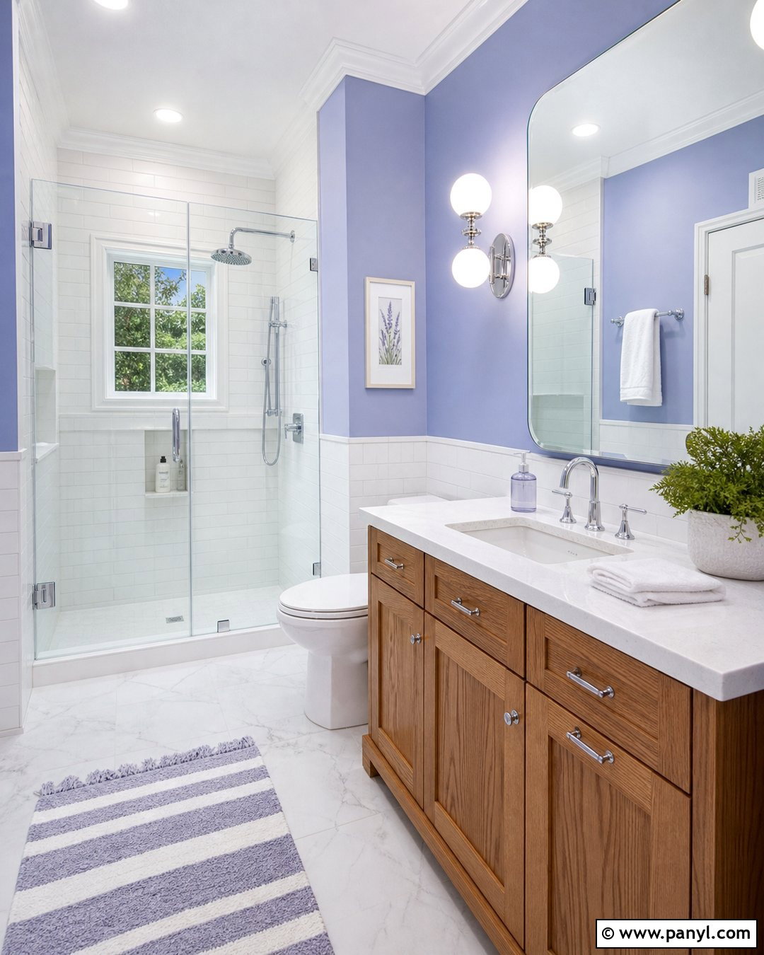 Periwinkle Bathroom With White Tile - 25 Periwinkle Wall Color Ideas