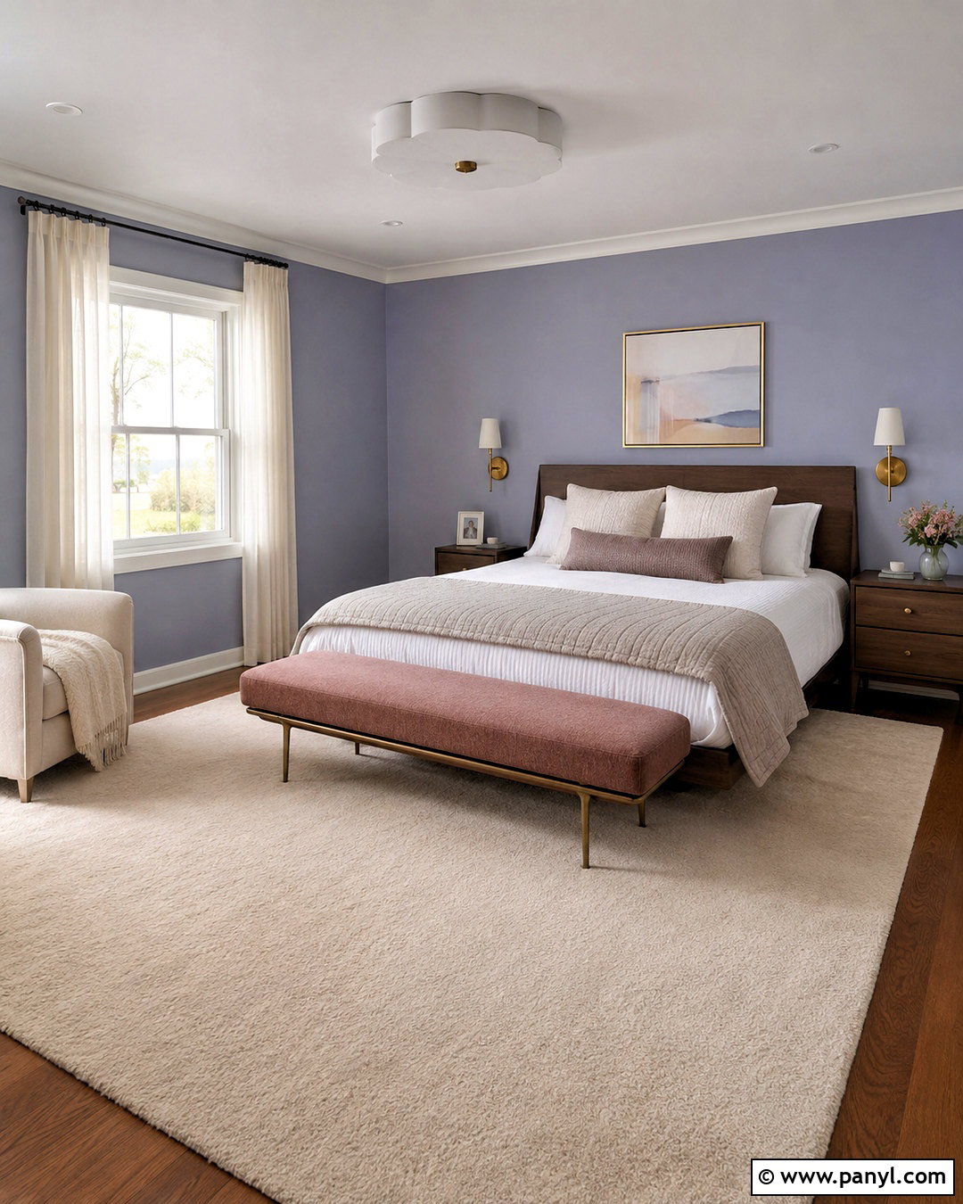 Periwinkle Blue Bedroom With Walnut Furniture - 20 periwinkle blue ideas