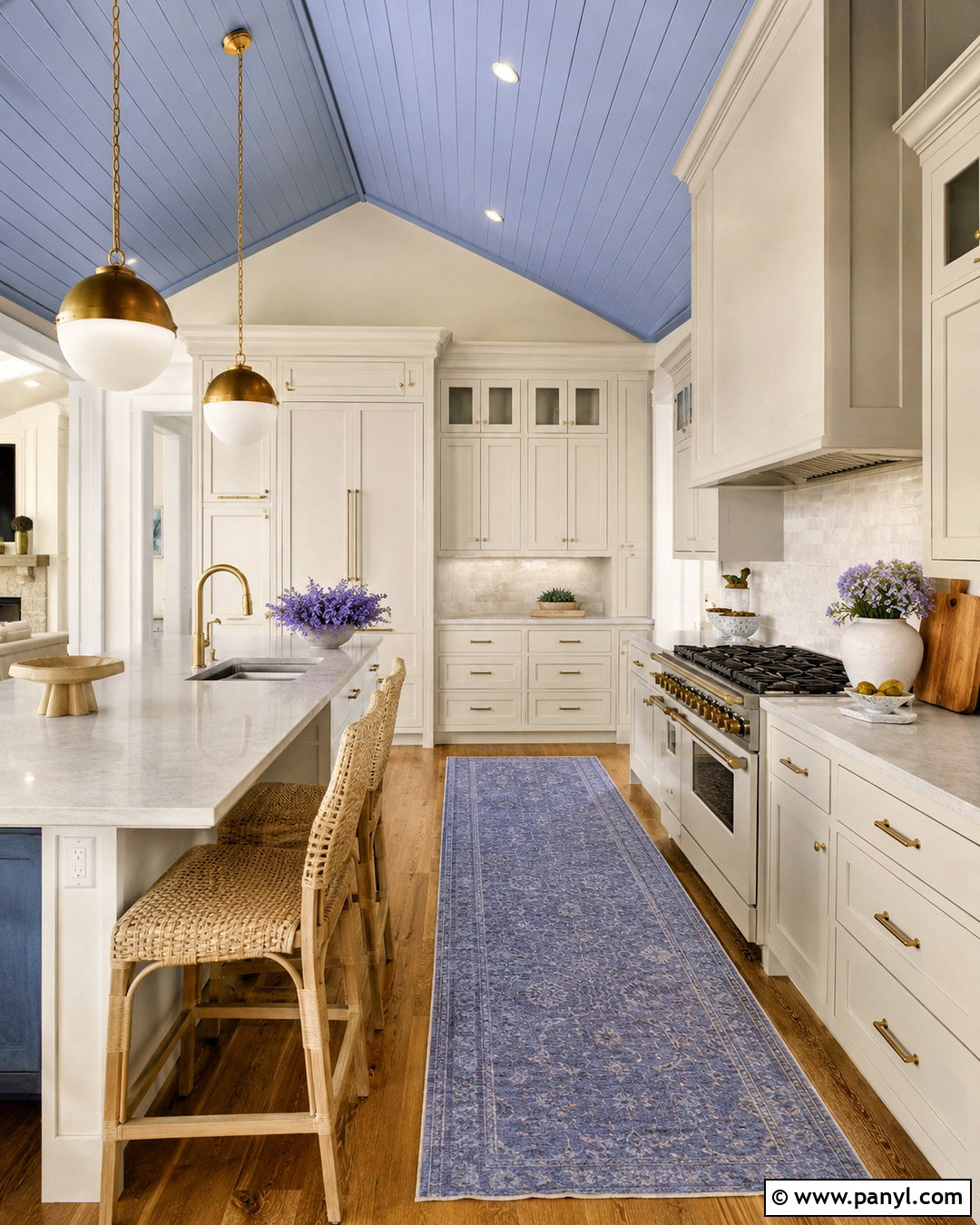Periwinkle Blue Ceiling In A Neutral Kitchen - 20 periwinkle blue ideas