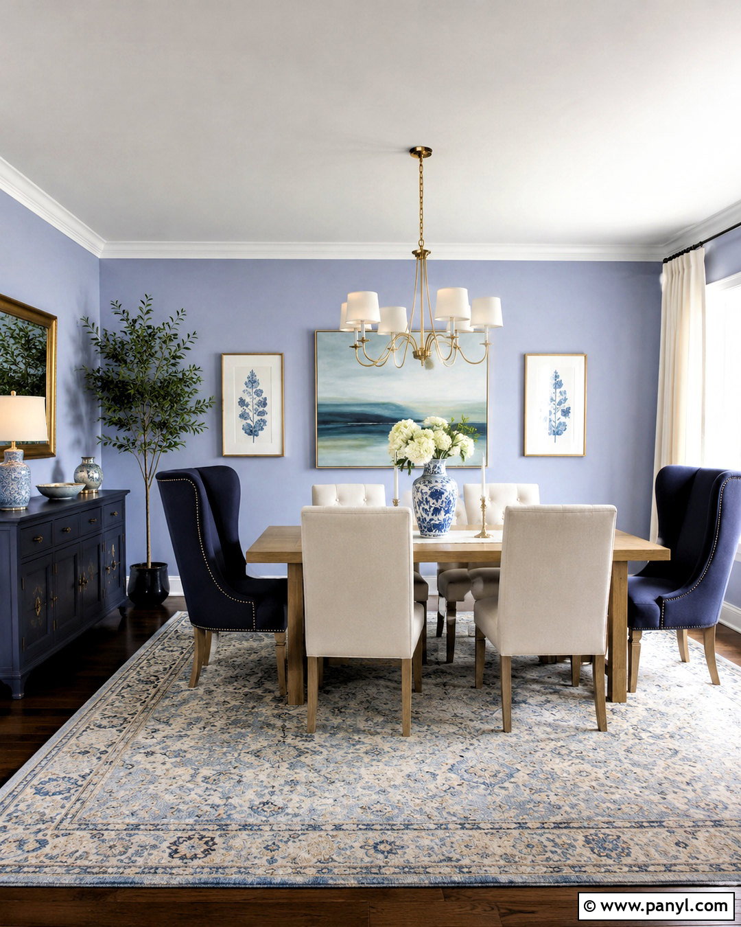 Periwinkle Blue Dining Room With Navy Accents - 20 periwinkle blue ideas