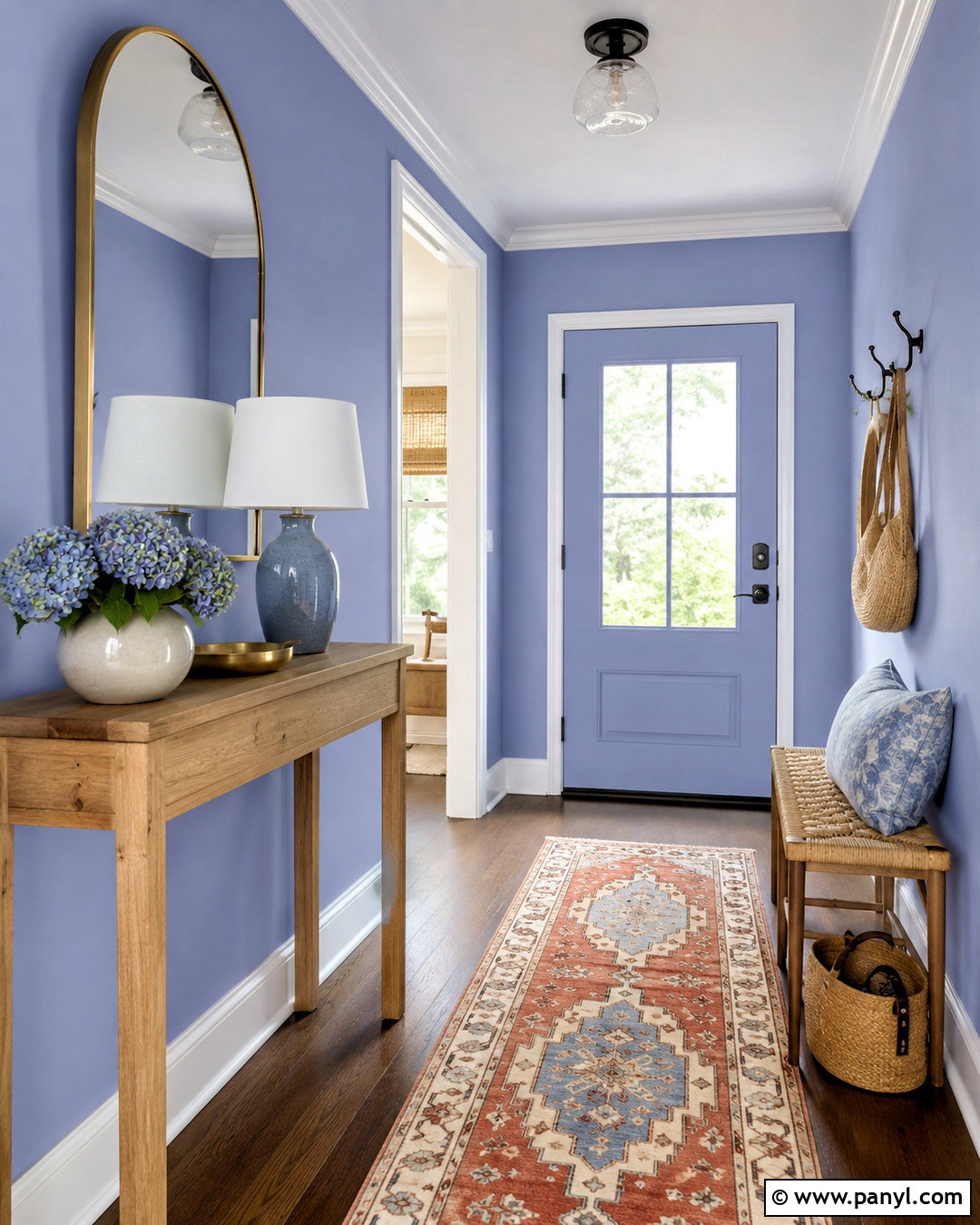 Periwinkle Blue Entryway With Natural Oak - 20 periwinkle blue ideas