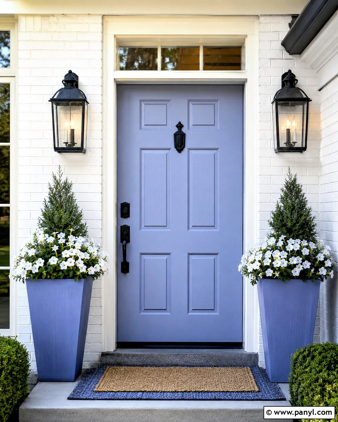 Periwinkle Blue Front Door With White Brick - 20 periwinkle blue ideas
