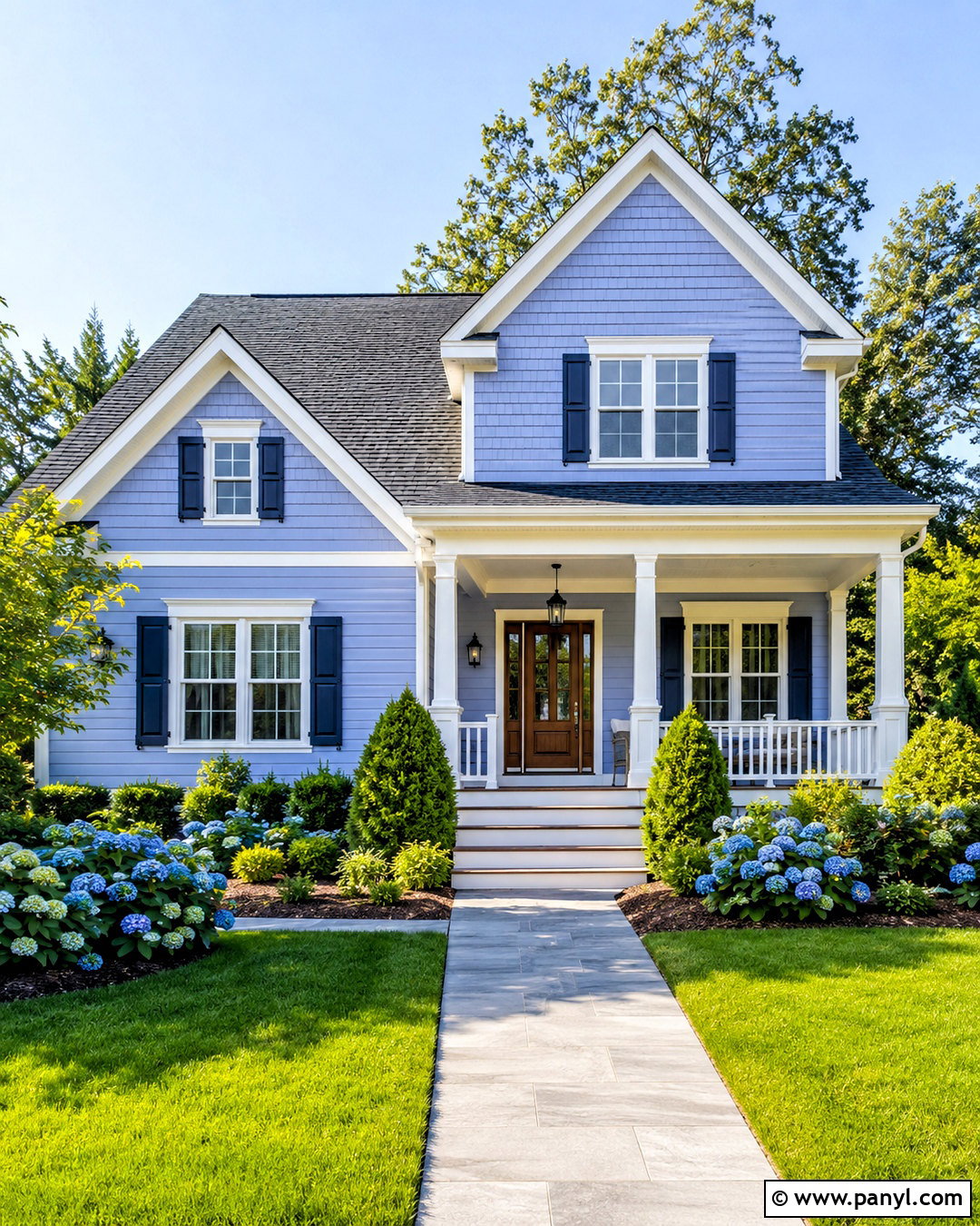 Periwinkle Blue House Exterior With Dark Shutters - 20 periwinkle blue ideas