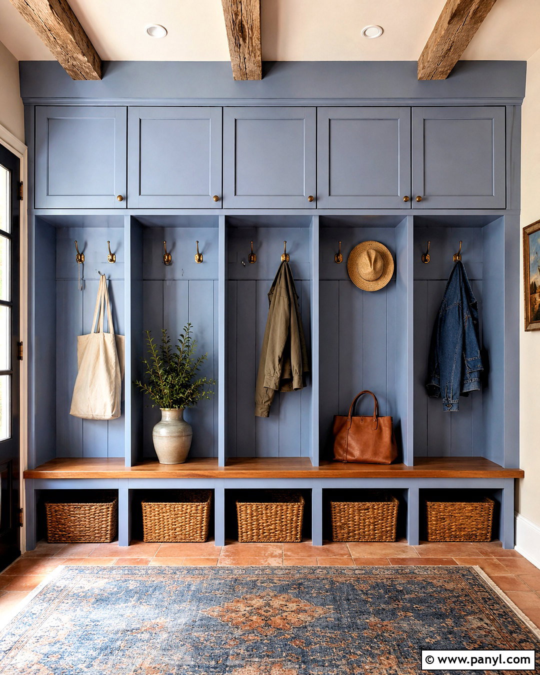 Periwinkle Blue Mudroom Cabinets With Terracotta - 20 periwinkle blue ideas