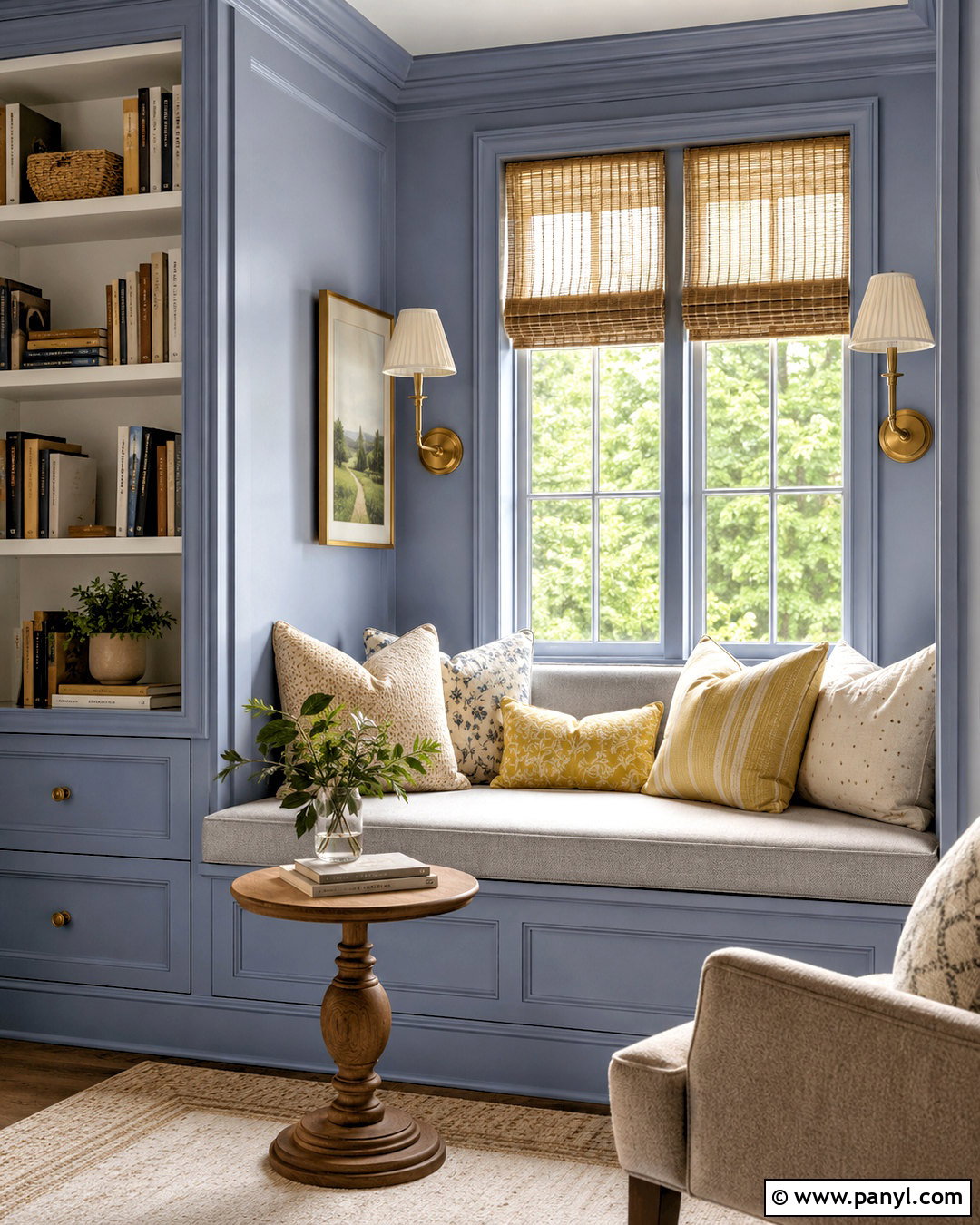 Periwinkle Blue Reading Nook With Greige - 20 periwinkle blue ideas
