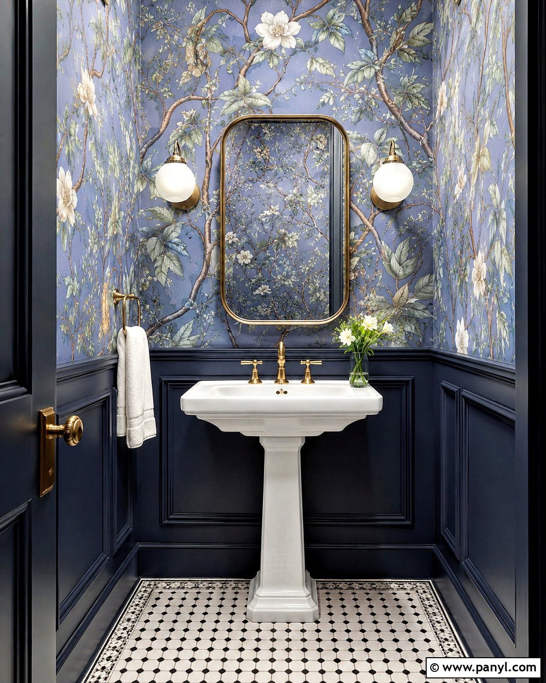 Periwinkle Botanical Wallpaper Powder Room - 20 periwinkle wallpaper ideas