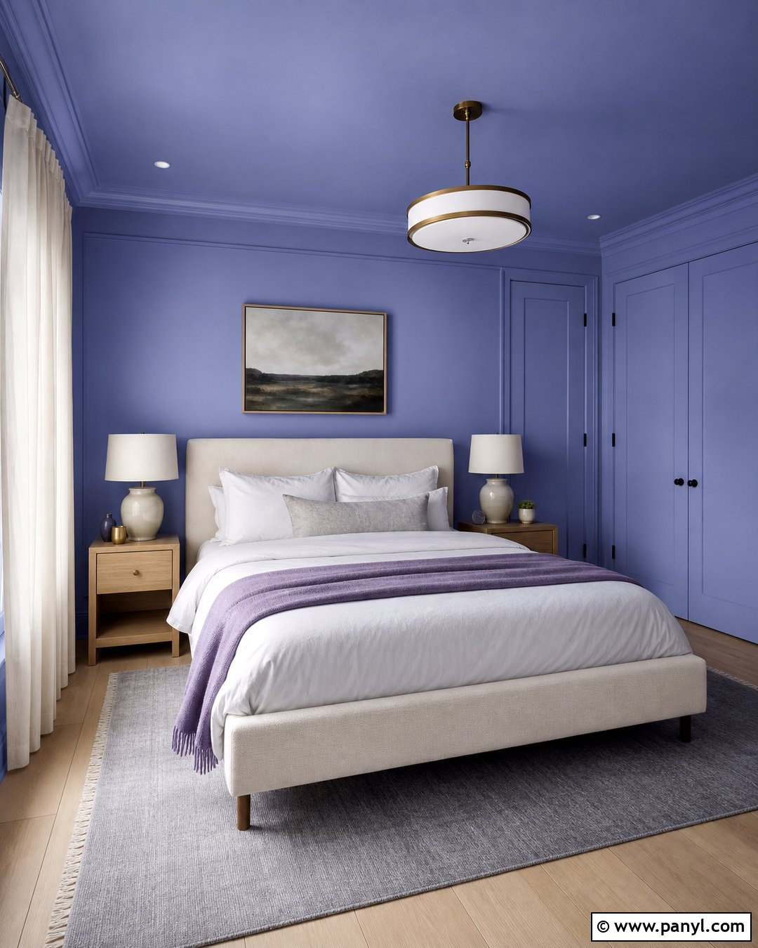 Periwinkle Color-Drenched Bedroom - 25 Blue And Purple Wall Paint Ideas