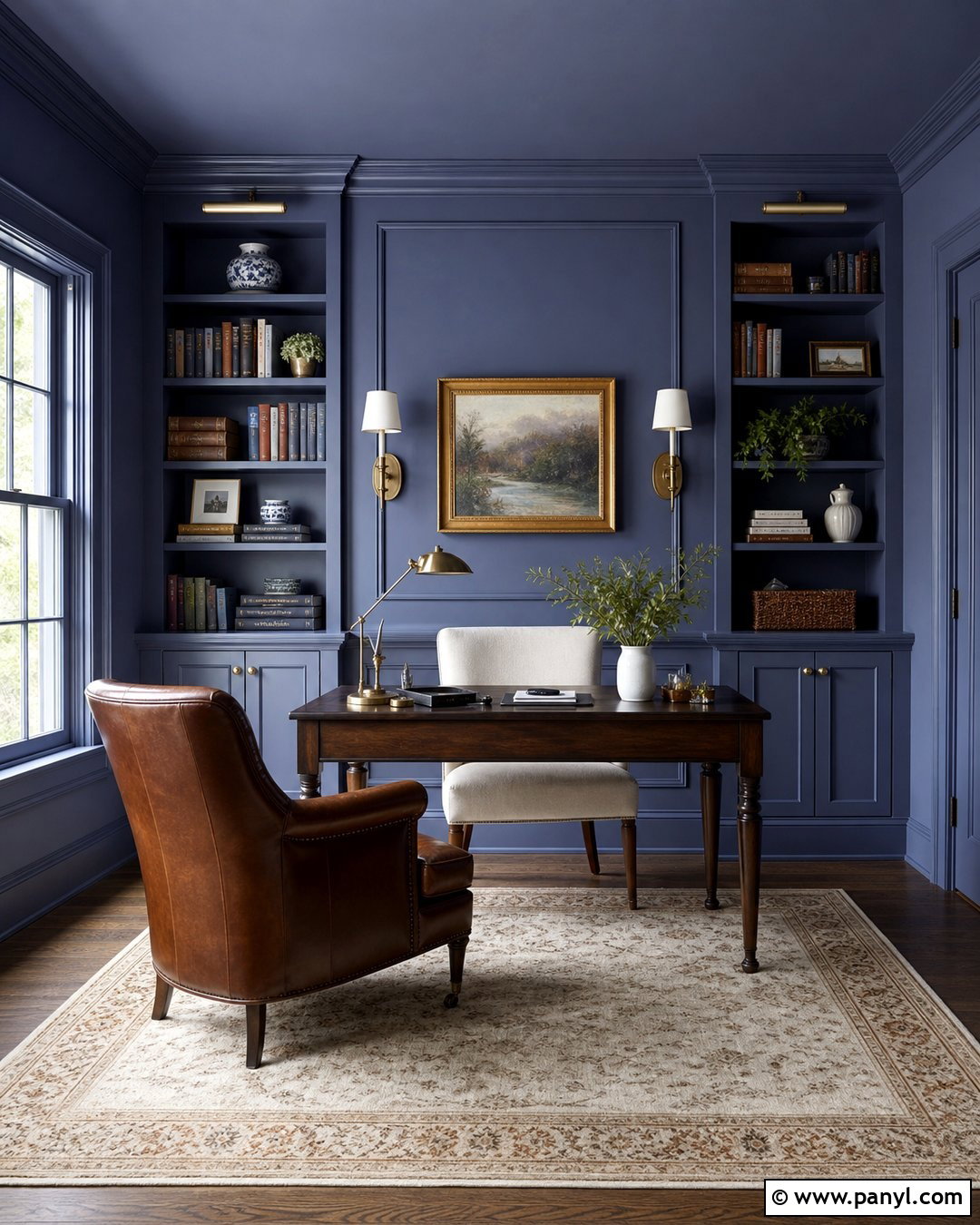 Periwinkle Color Drenched Study - 25 Periwinkle Wall Color Ideas