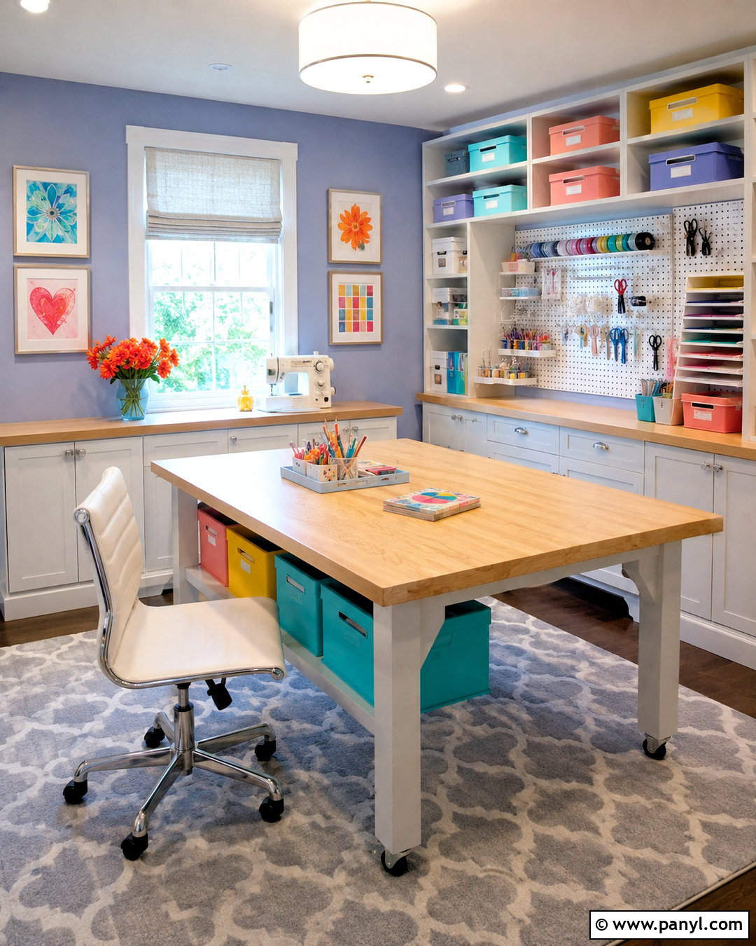 Periwinkle Craft Room With Colorful Storage - 20 periwinkle room ideas
