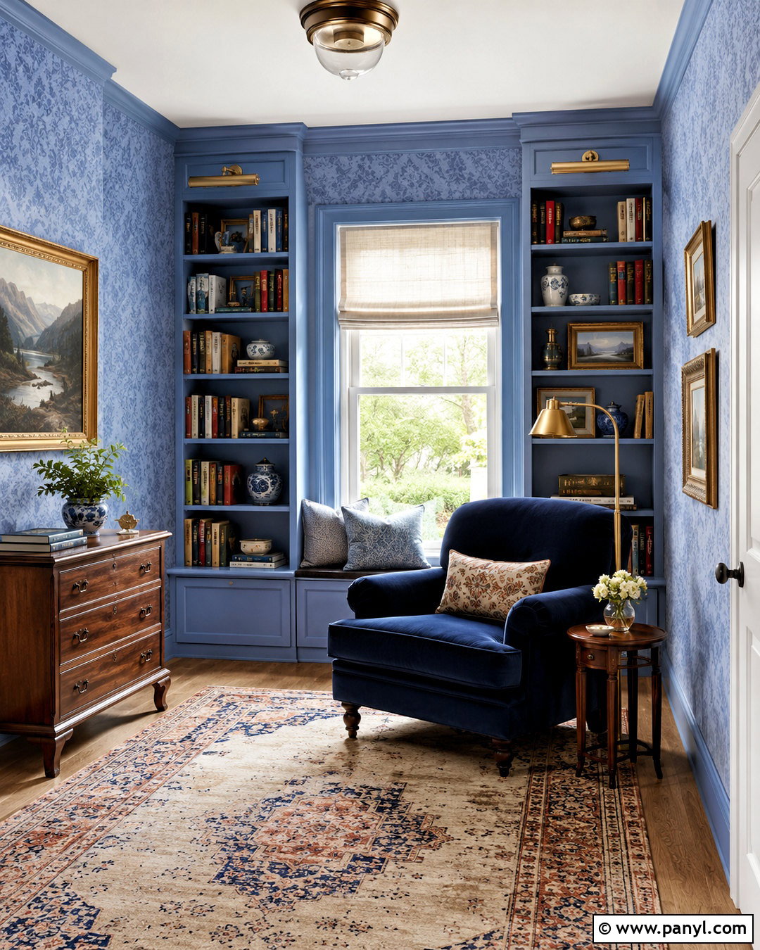 Periwinkle Damask Wallpaper Reading Room - 20 periwinkle wallpaper ideas