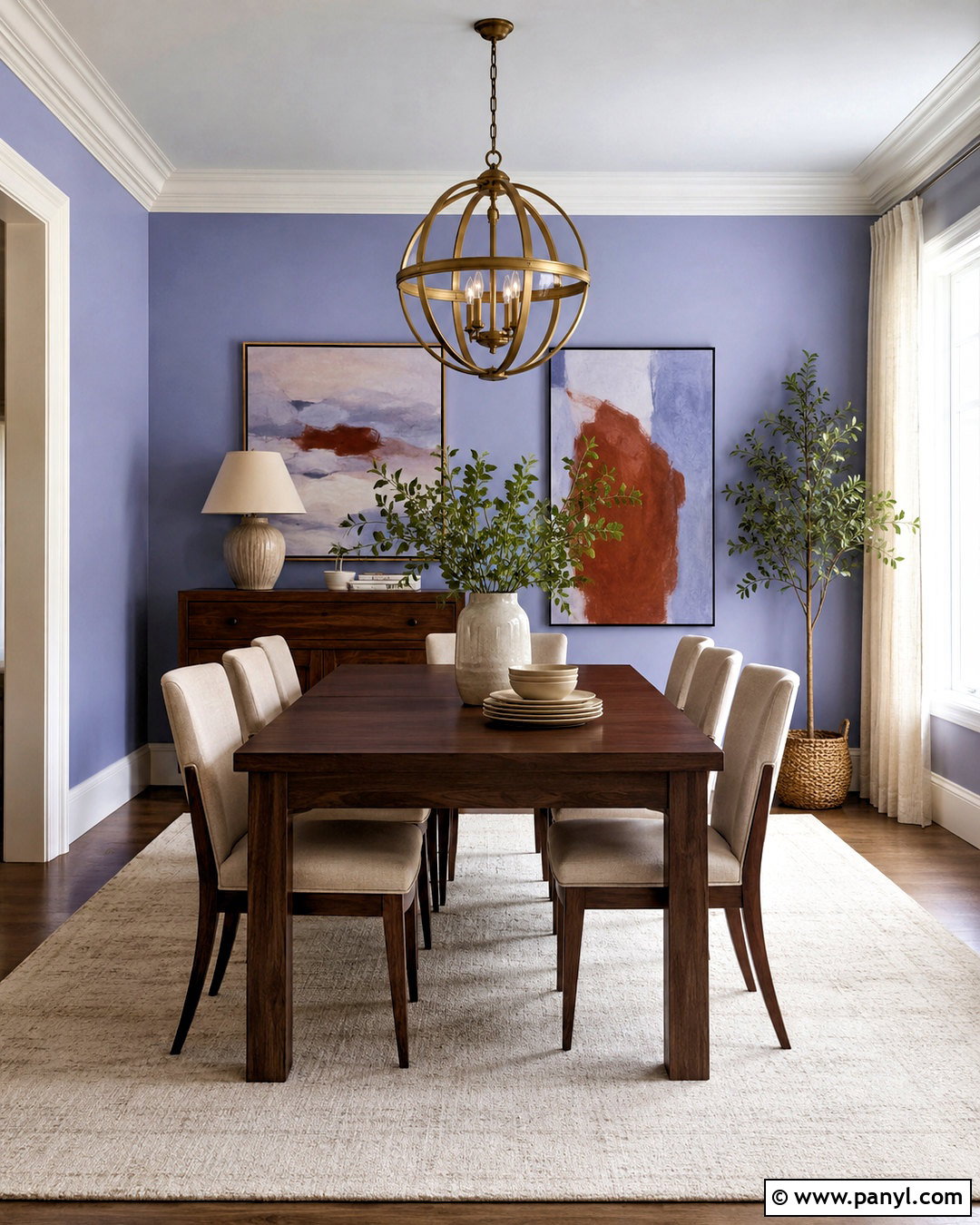 Periwinkle Dining Room With Walnut Furniture - 20 periwinkle room ideas
