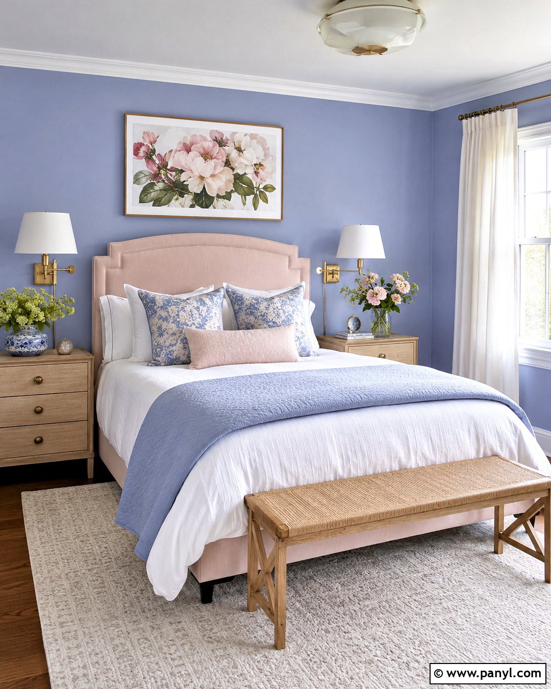 Periwinkle Guest Room With Blush Accents - 20 periwinkle room ideas