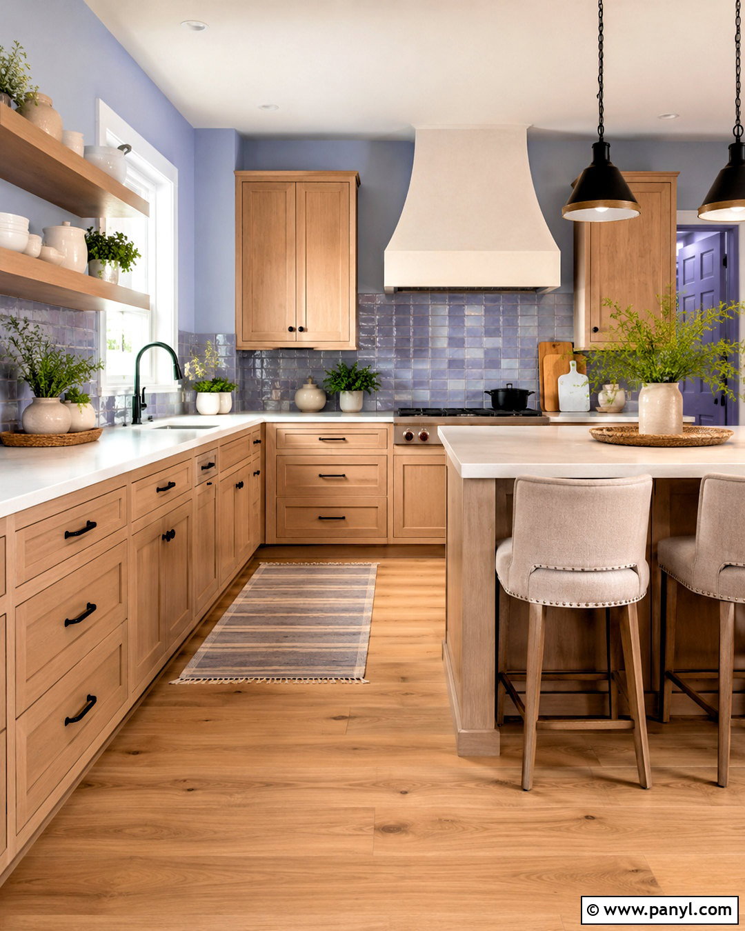 Periwinkle Kitchen With Wood Cabinets - 20 periwinkle room ideas