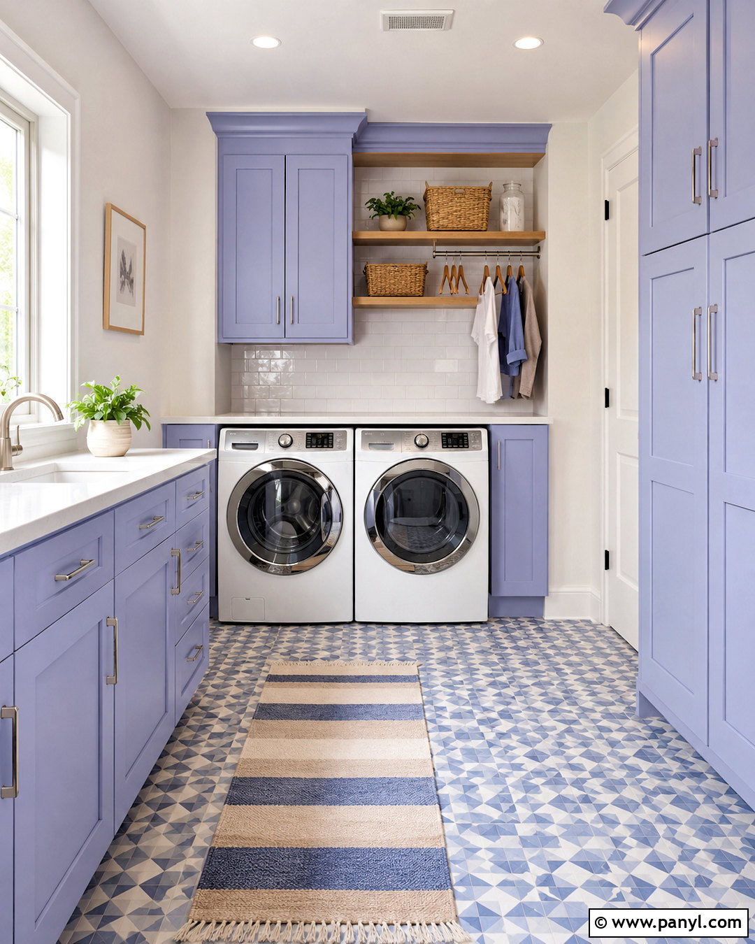 Periwinkle Laundry Room With Patterned Floor - 20 periwinkle room ideas