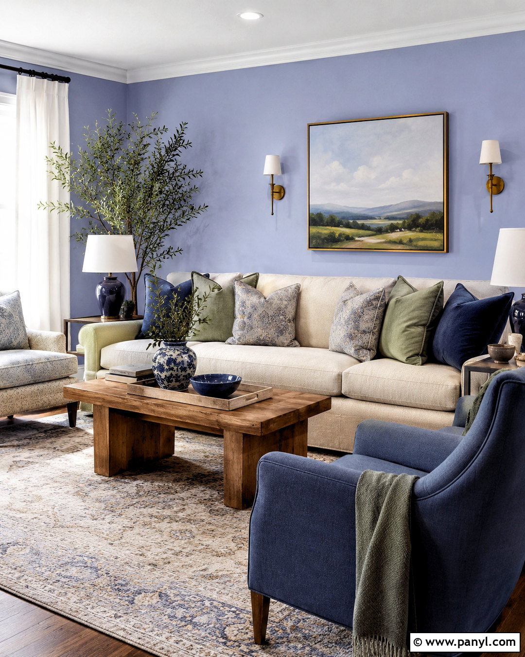 Periwinkle Living Room With Cream Sofa - 20 periwinkle room ideas