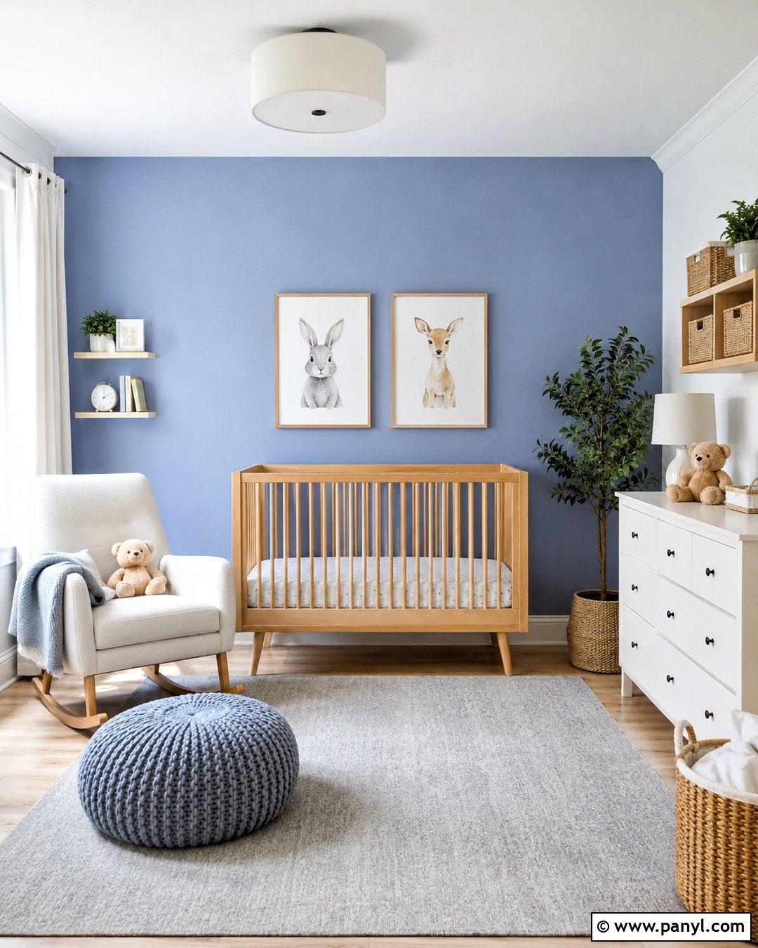 Periwinkle Nursery Accent Wall - 20 cool tone accent wall ideas