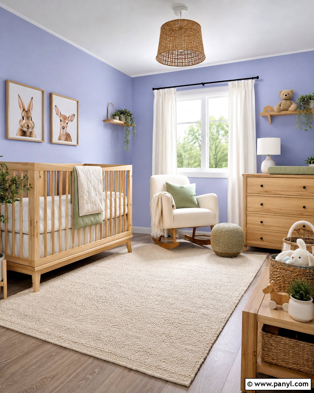 Periwinkle Nursery With Natural Wood - 20 periwinkle room ideas