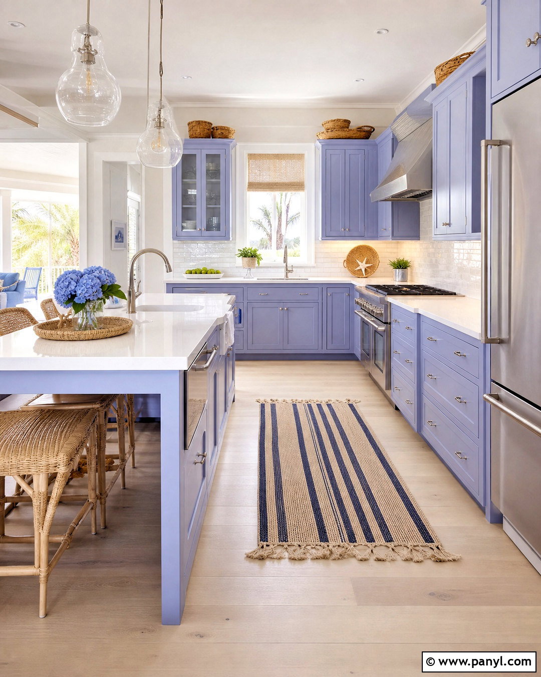 Periwinkle Purple Coastal Kitchen - 20 purple kitchen designs