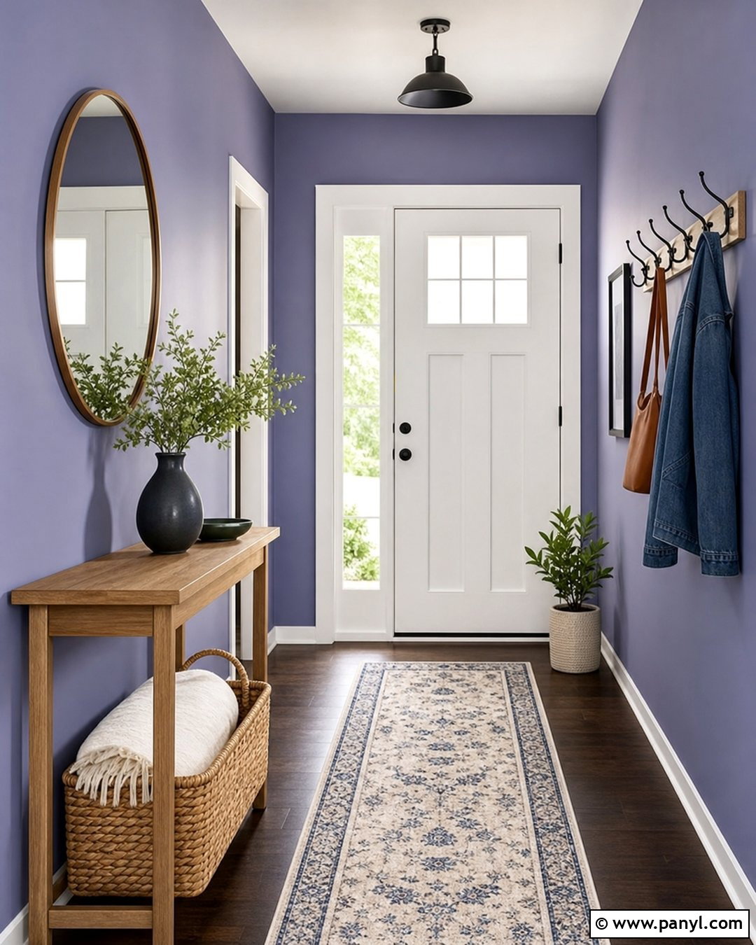 Periwinkle Purple Entryway - 20 Modern Purple Wall Color Ideas