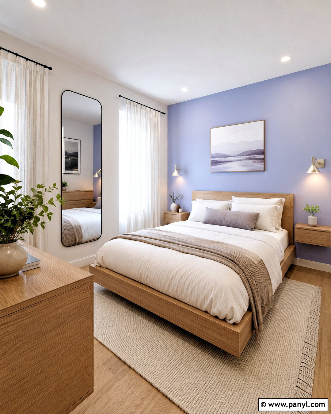 Periwinkle Small Bedroom With Neutral Decor - 20 periwinkle room ideas