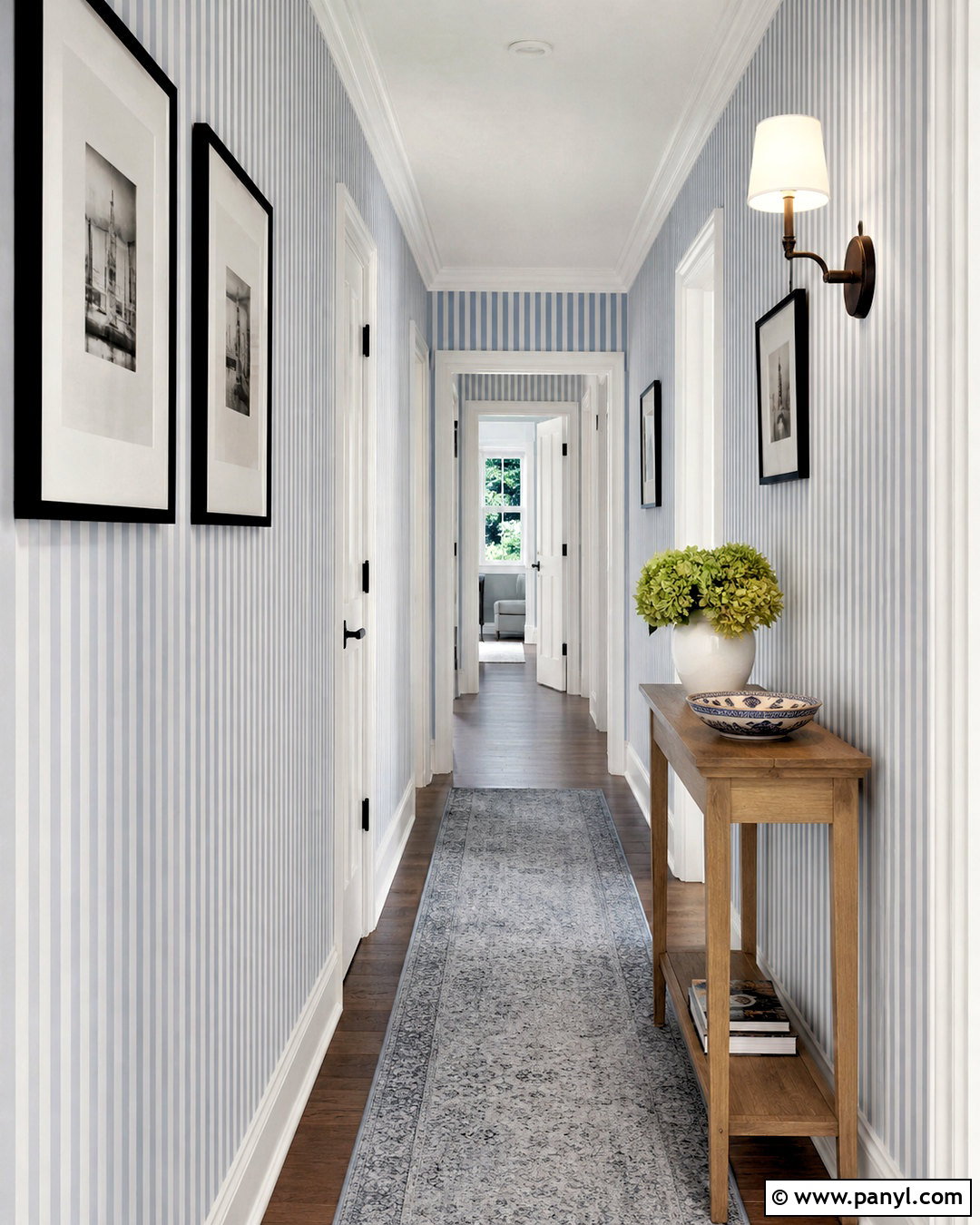Periwinkle Striped Wallpaper Hallway - 20 periwinkle wallpaper ideas