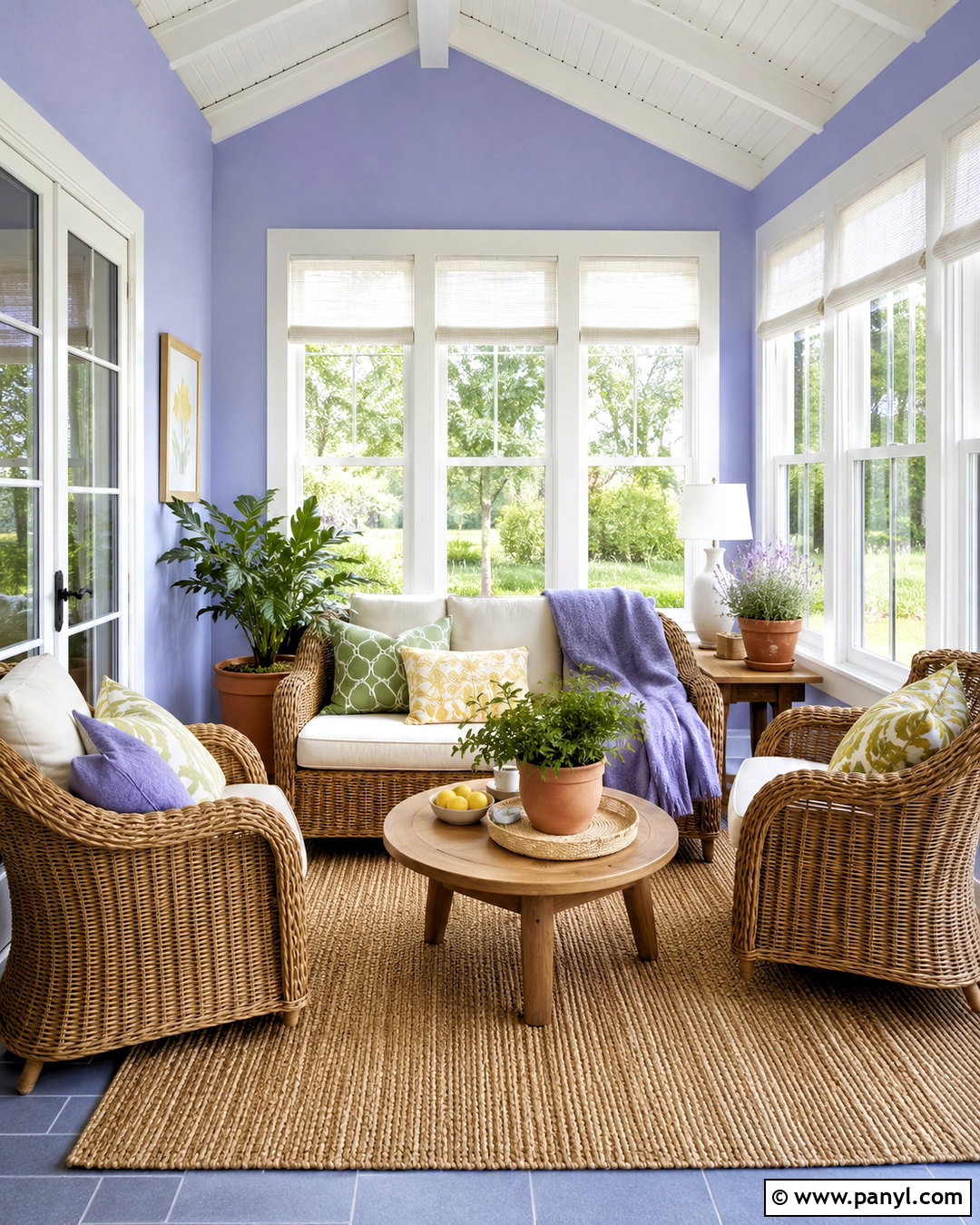 Periwinkle Sunroom With Wicker Furniture - 20 periwinkle room ideas
