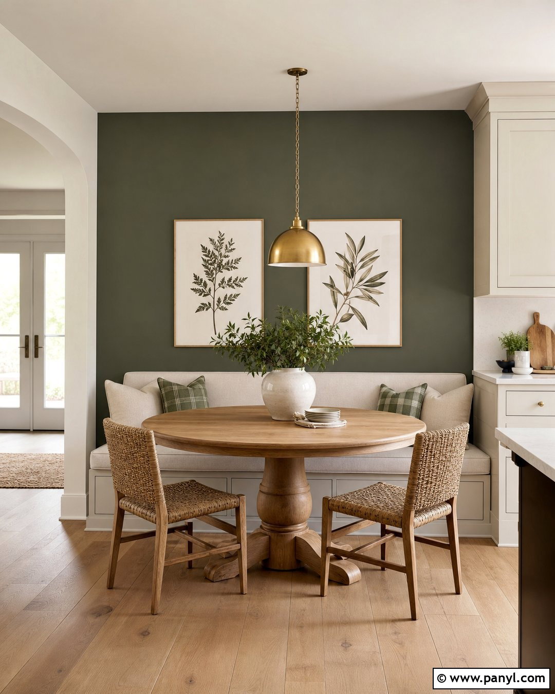 Pewter Green Accent Wall Breakfast Nook - 20 Sherwin William Accent Wall Ideas