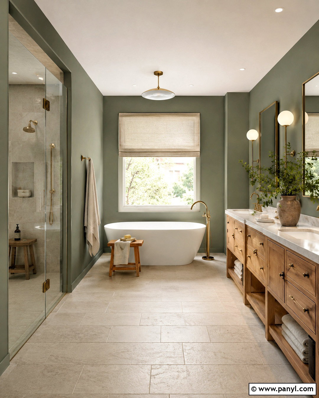 Pewter Green Bathroom With Freestanding Tub - 20 pewter green bathroom ideas