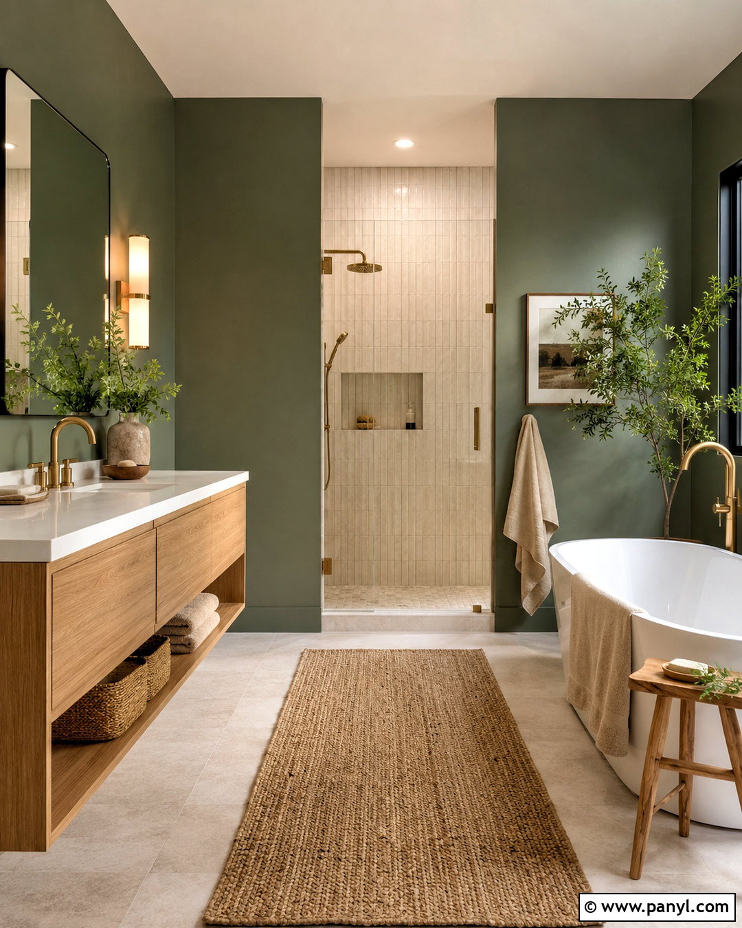 Pewter Green Bathroom With Oak Vanity - 20 pewter green bathroom ideas